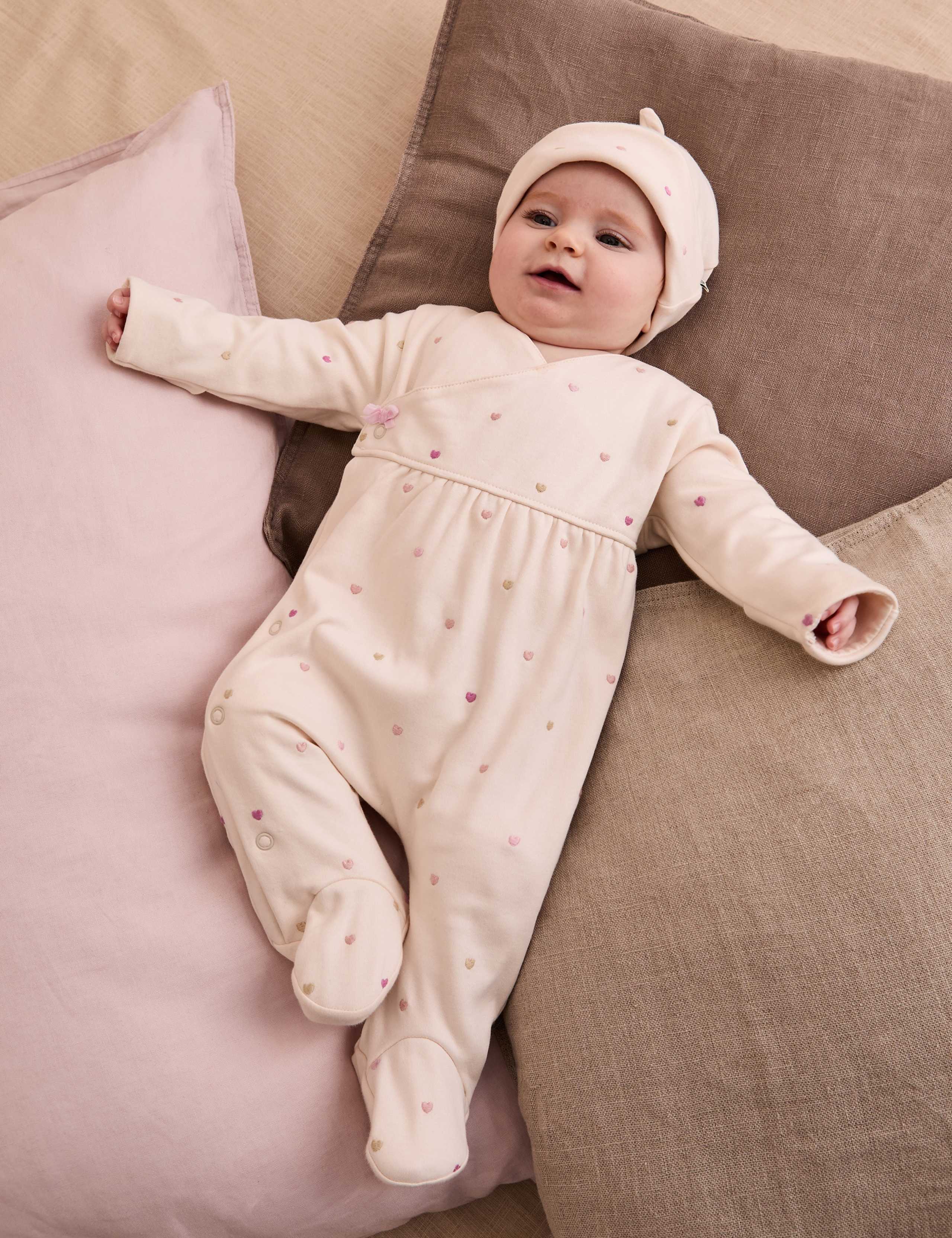 2pc Pure Cotton Heart Print Sleepsuit Set