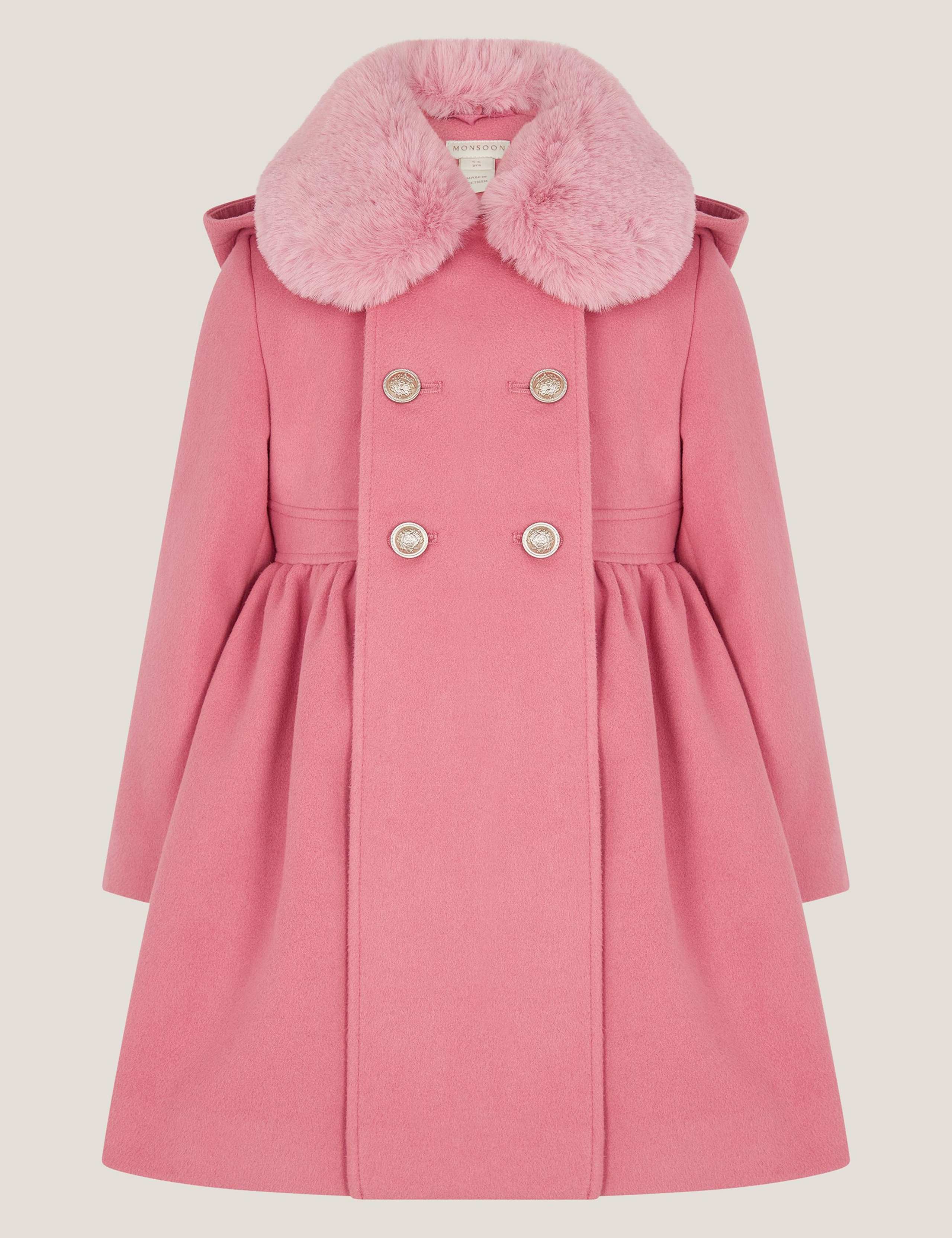 Faux Fur Collar Coat (3-13 Yrs)