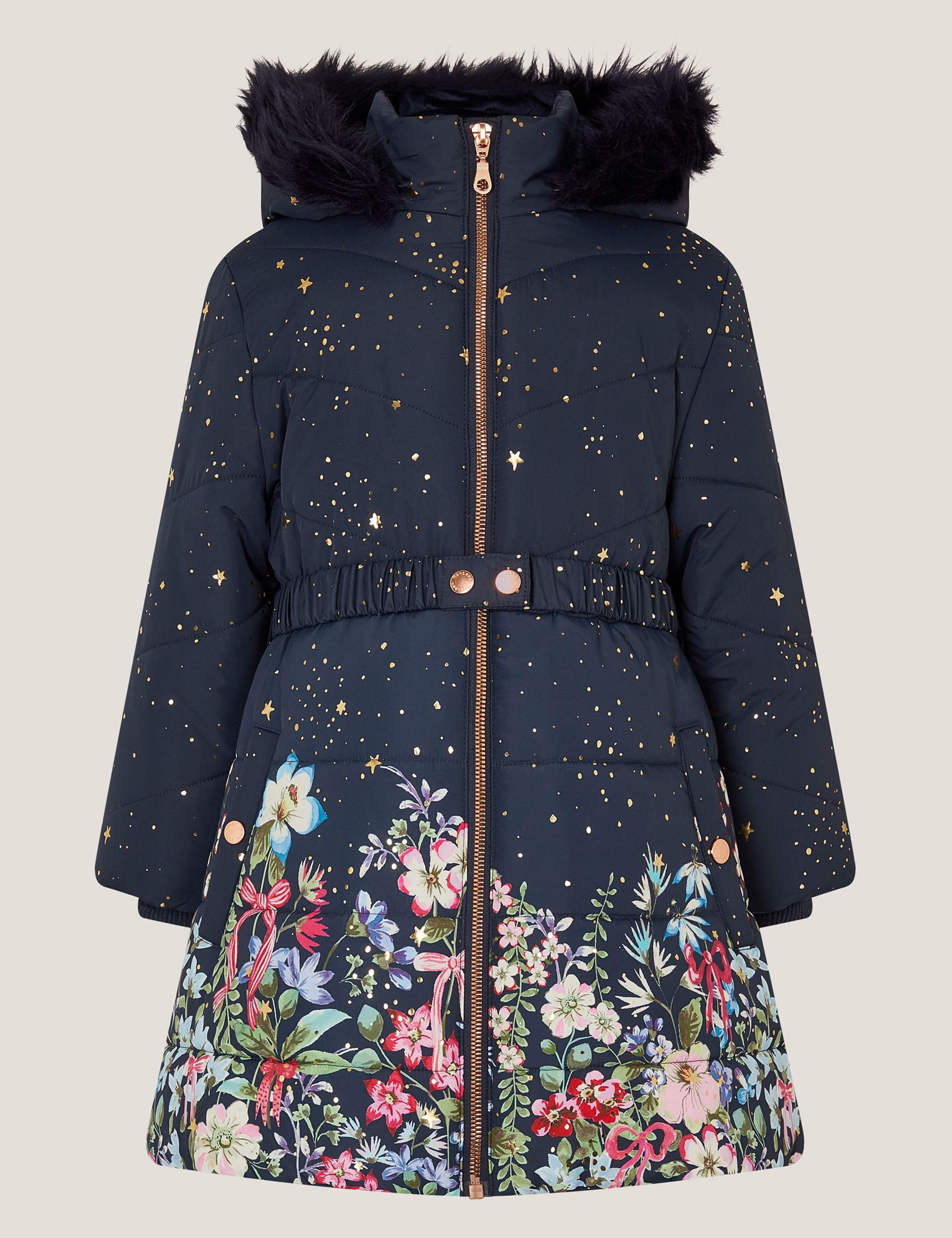 Floral Belted Hooded Coat (3-15 Yrs)