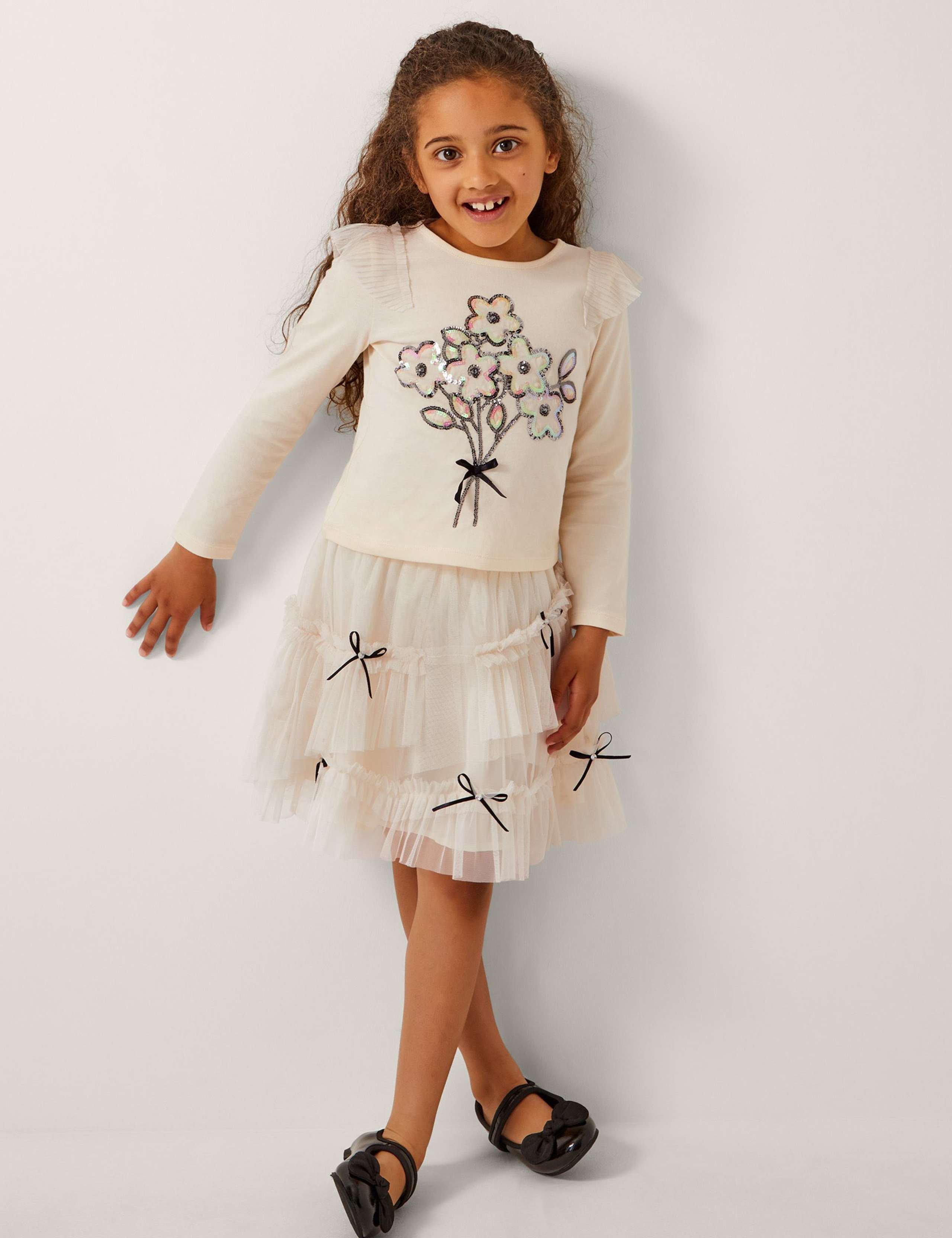 Sequin Top and Bow Mesh Skirt Outfit (3-15 Yrs)