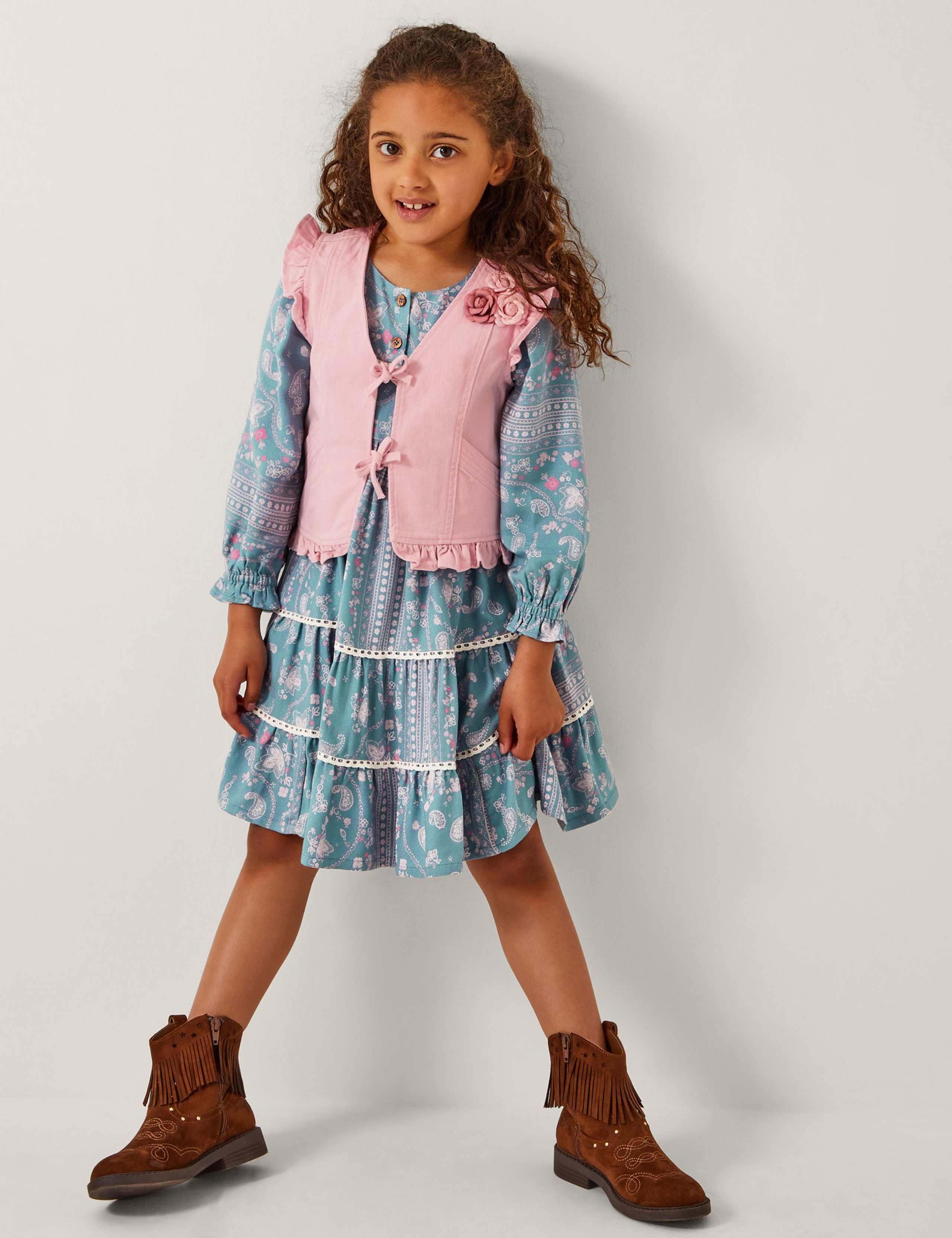 Denim Floral Waistcoat (3-15 Yrs)