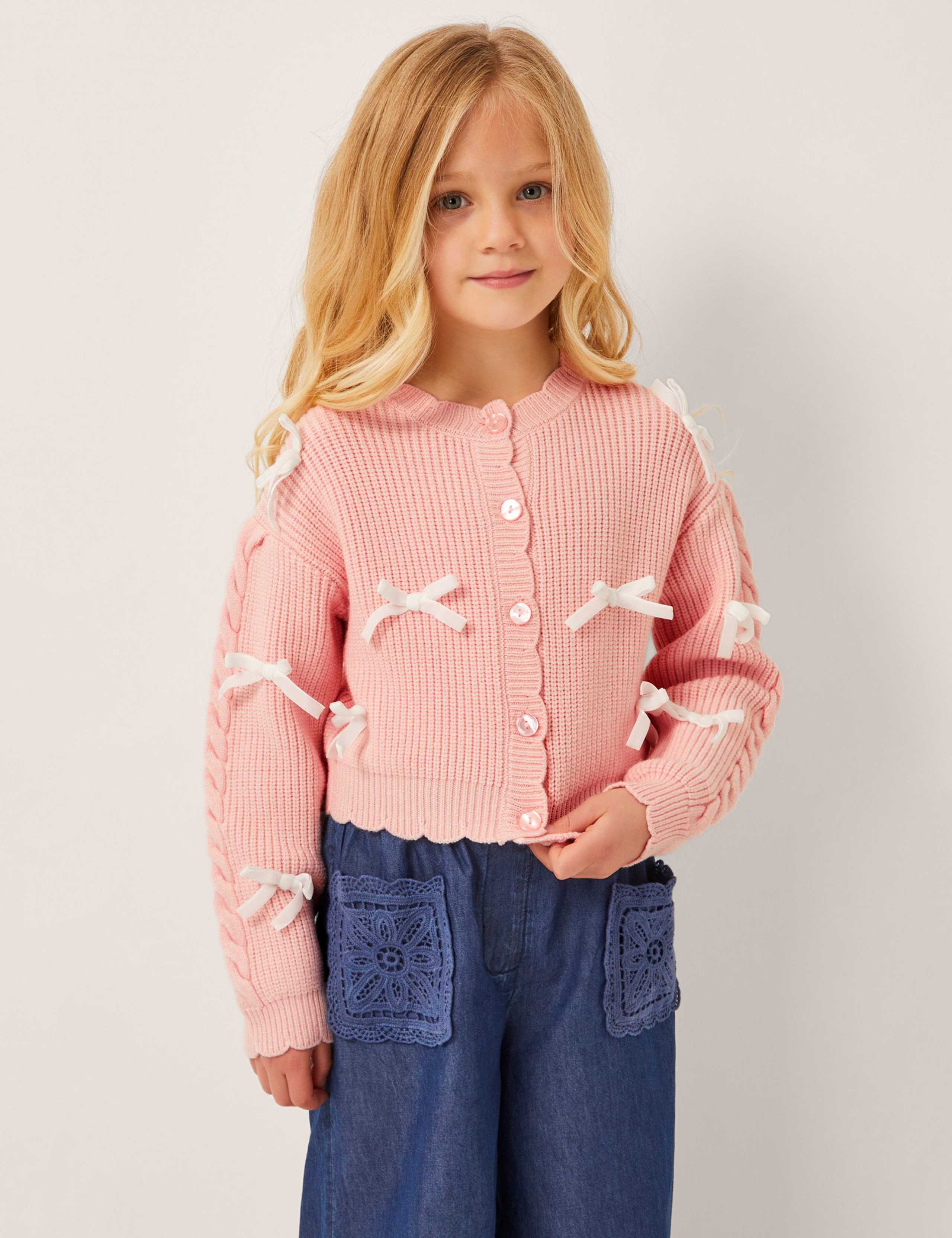 Knitted Bow Detail Cardigan (3-13 Yrs)