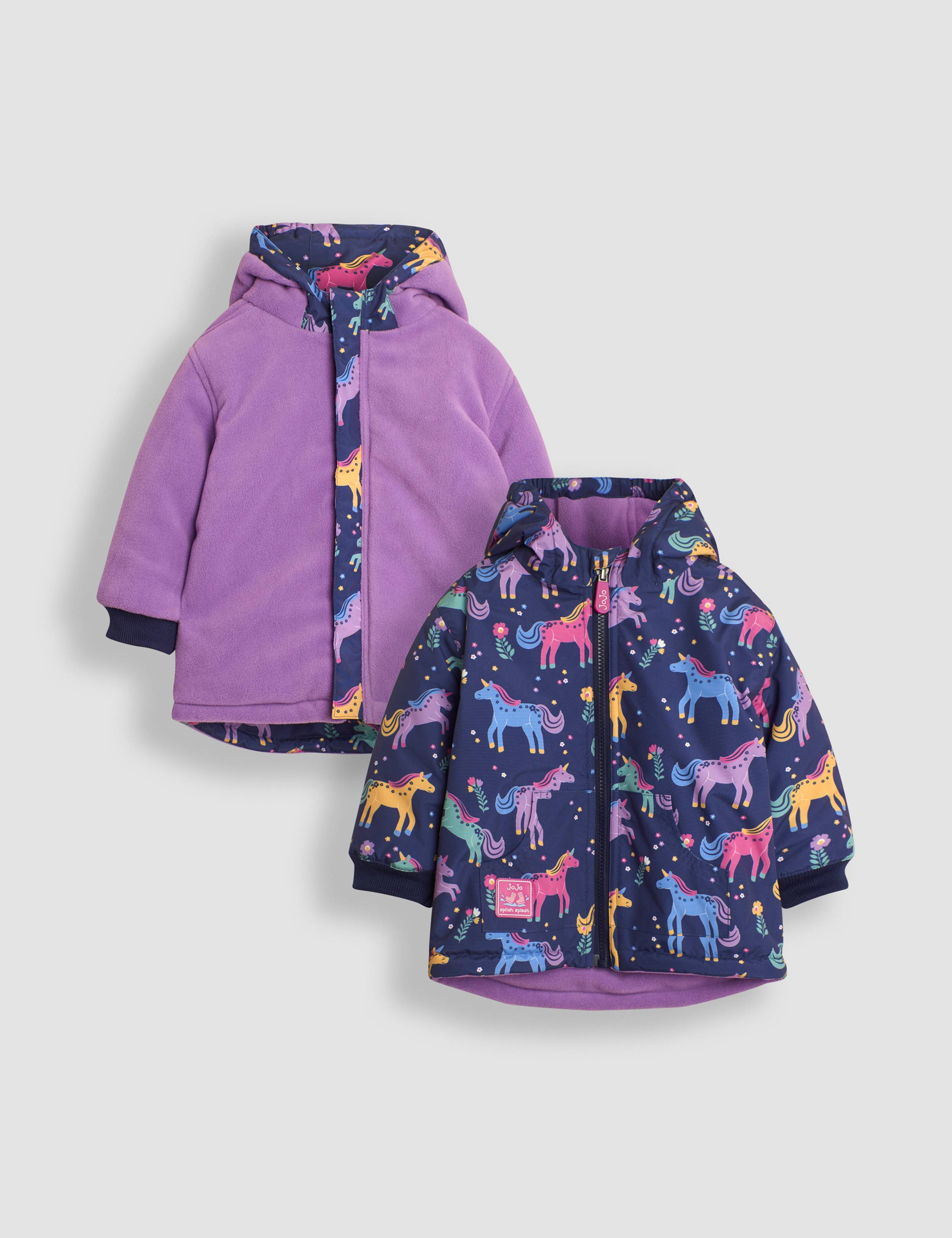 Unicorn Reversible Fleece Lined Raincoat (1-6 Yrs)
