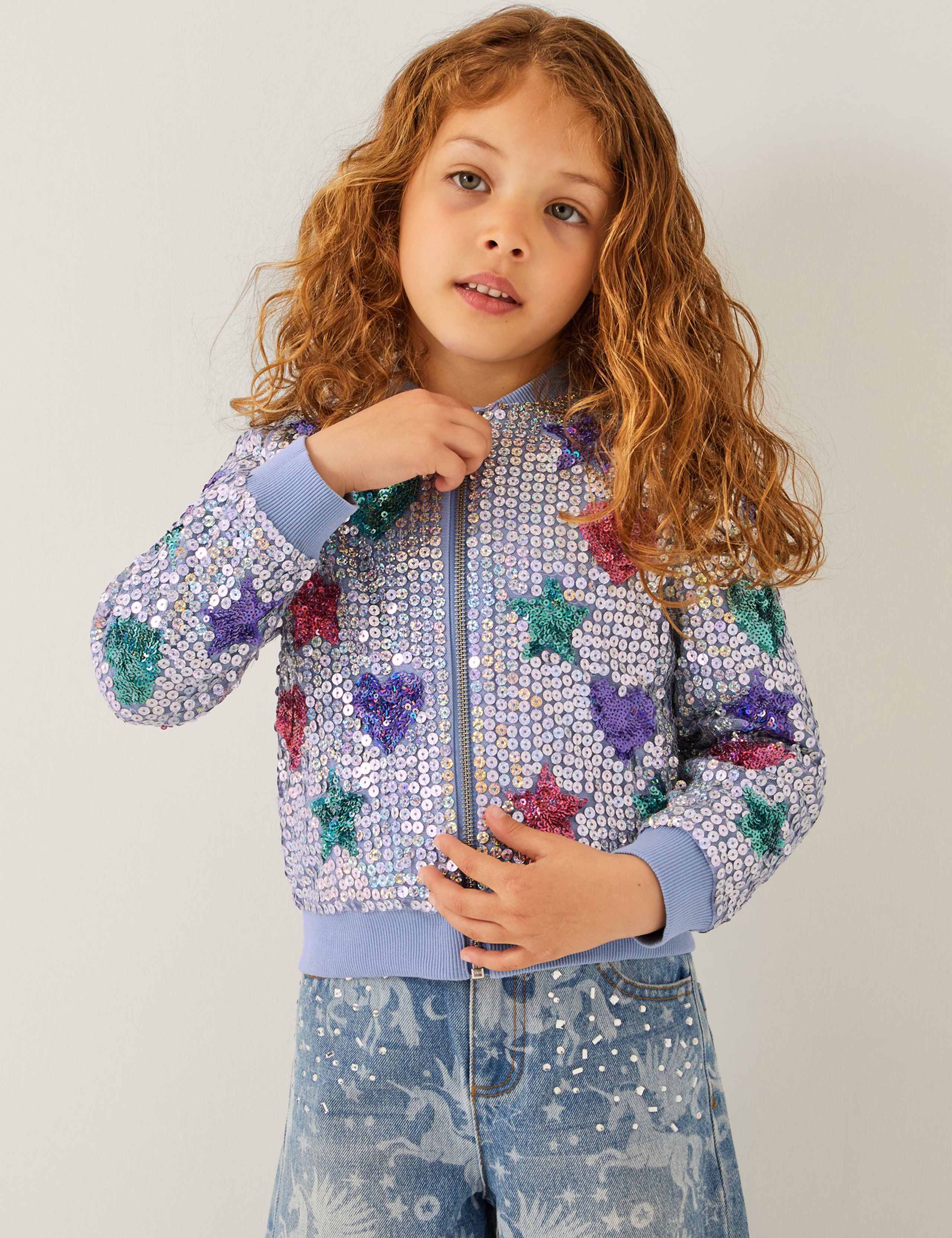 Star & Heart Sequin Bomber Jacket (3-15 Yrs)