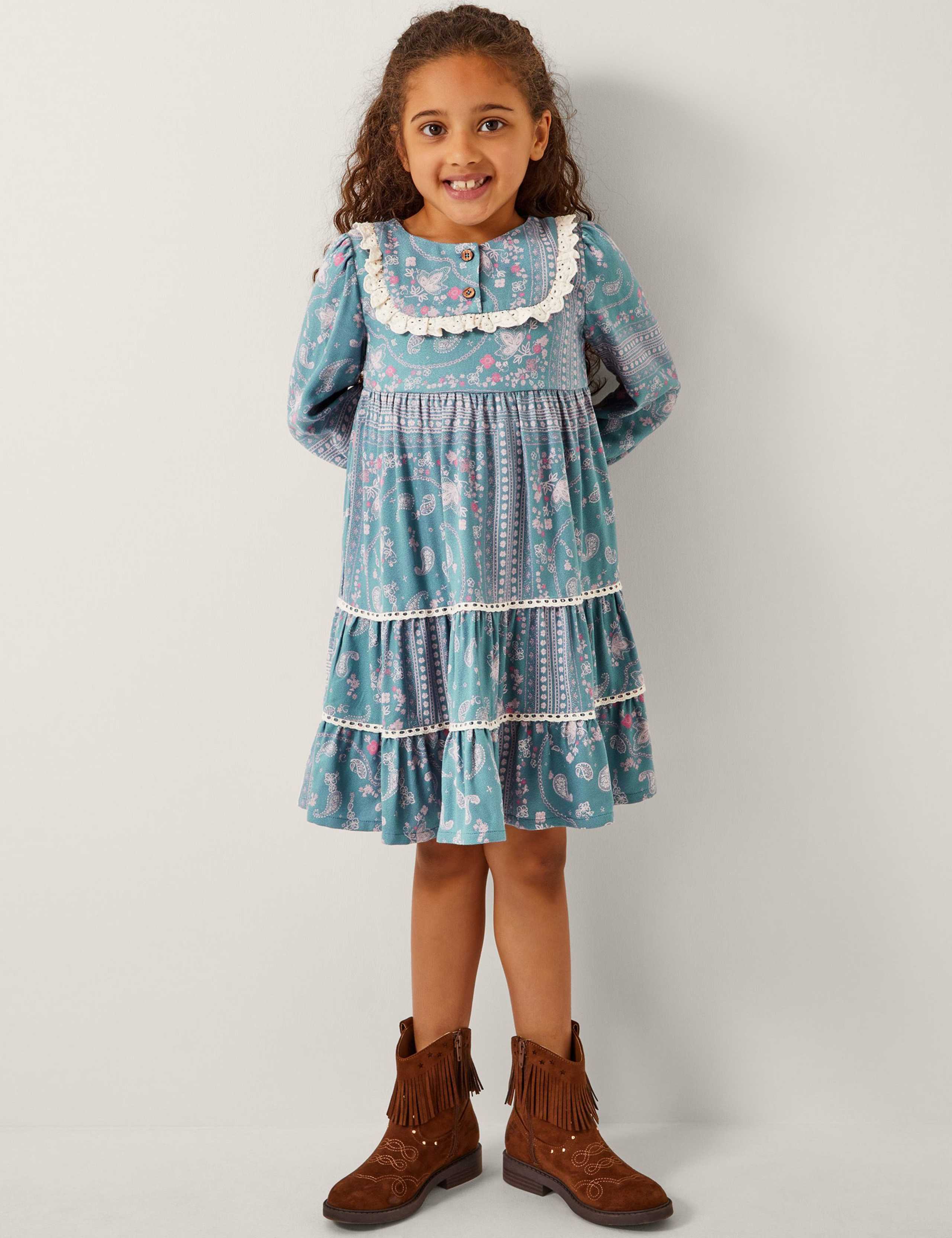 Pure Cotton Paisley Tiered Dress (3-15 Years)