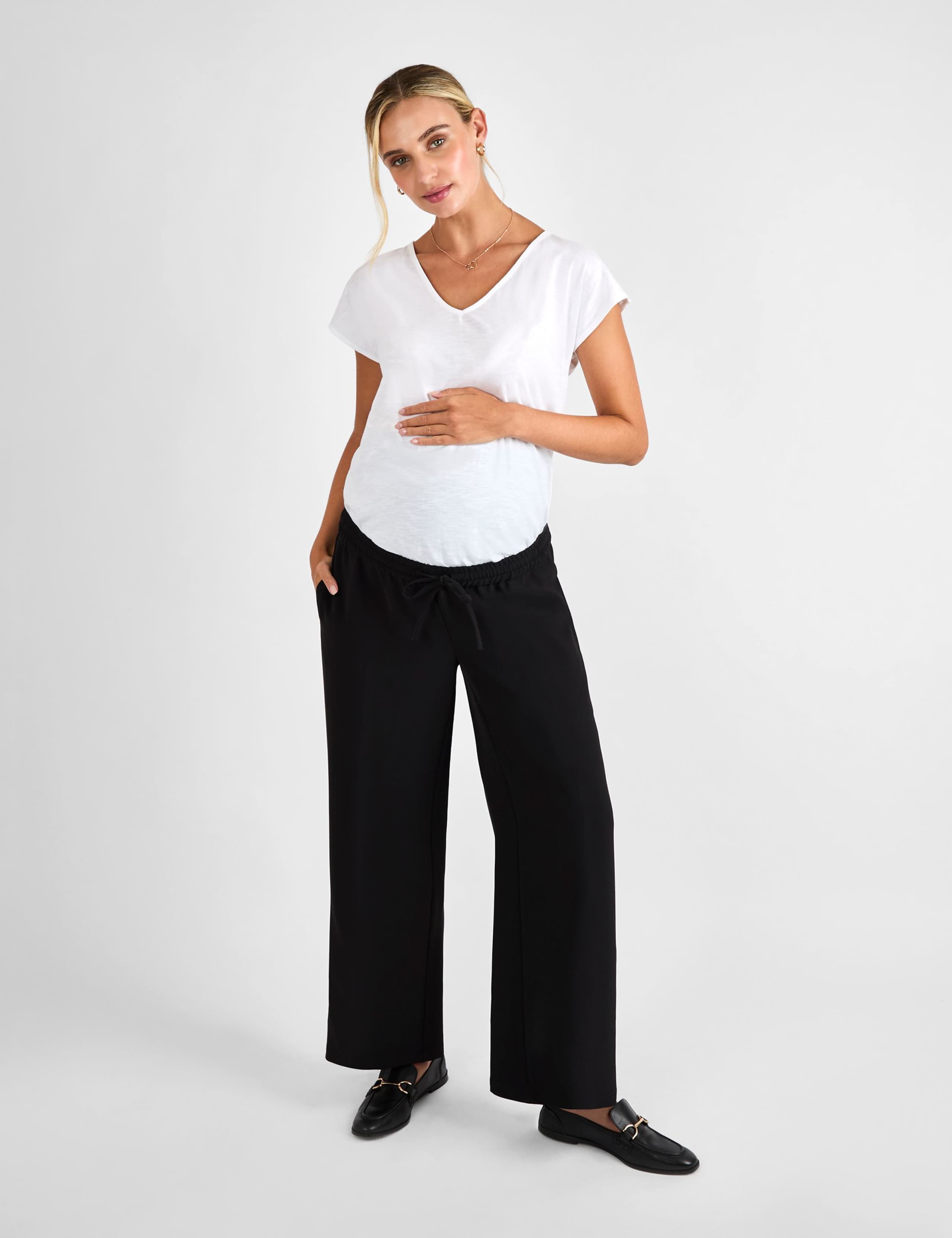 Maternity Drawstring Wide Leg Trousers