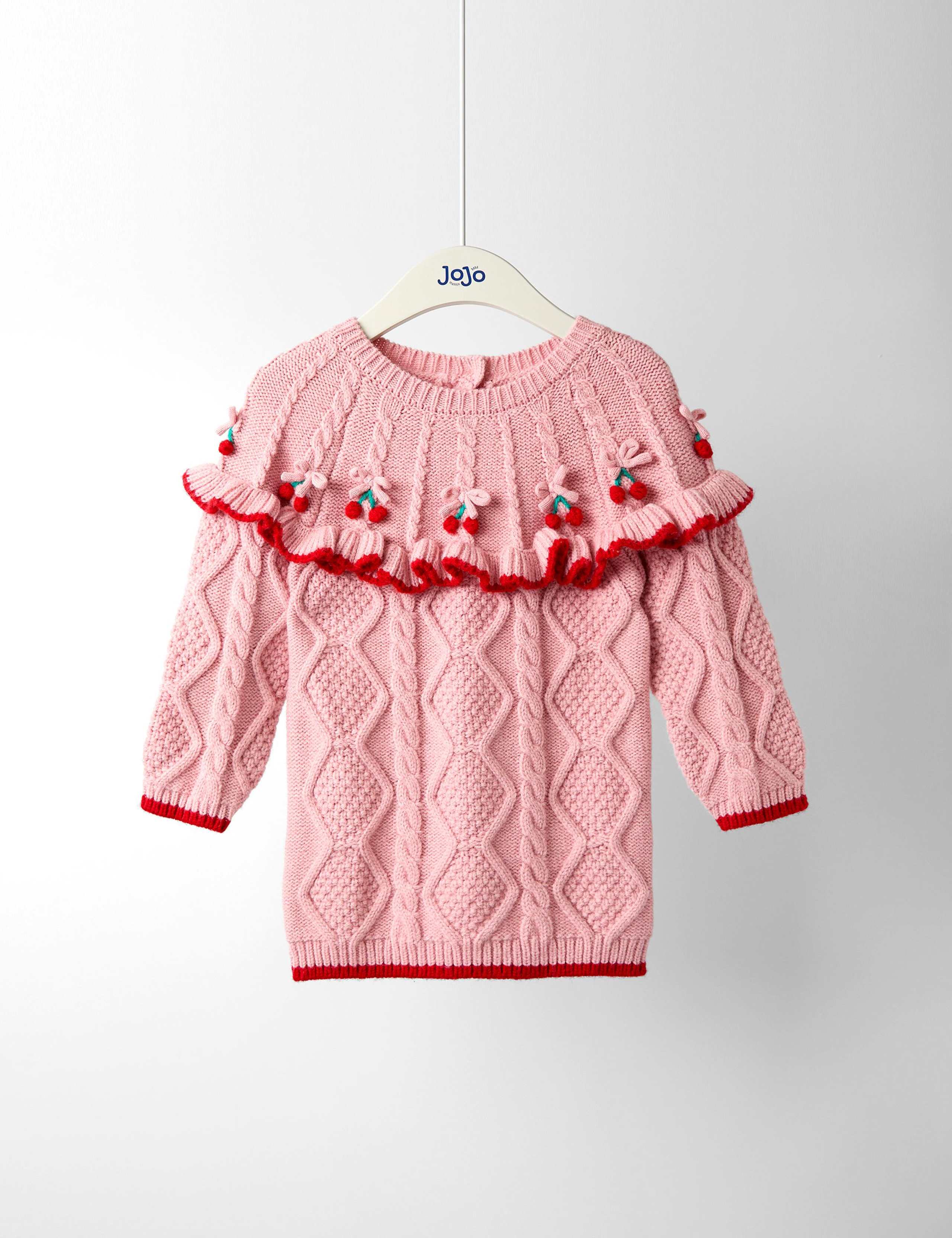 Embroidered Cherry Knitted Dress with Wool (12 Mths - 7 Yrs)