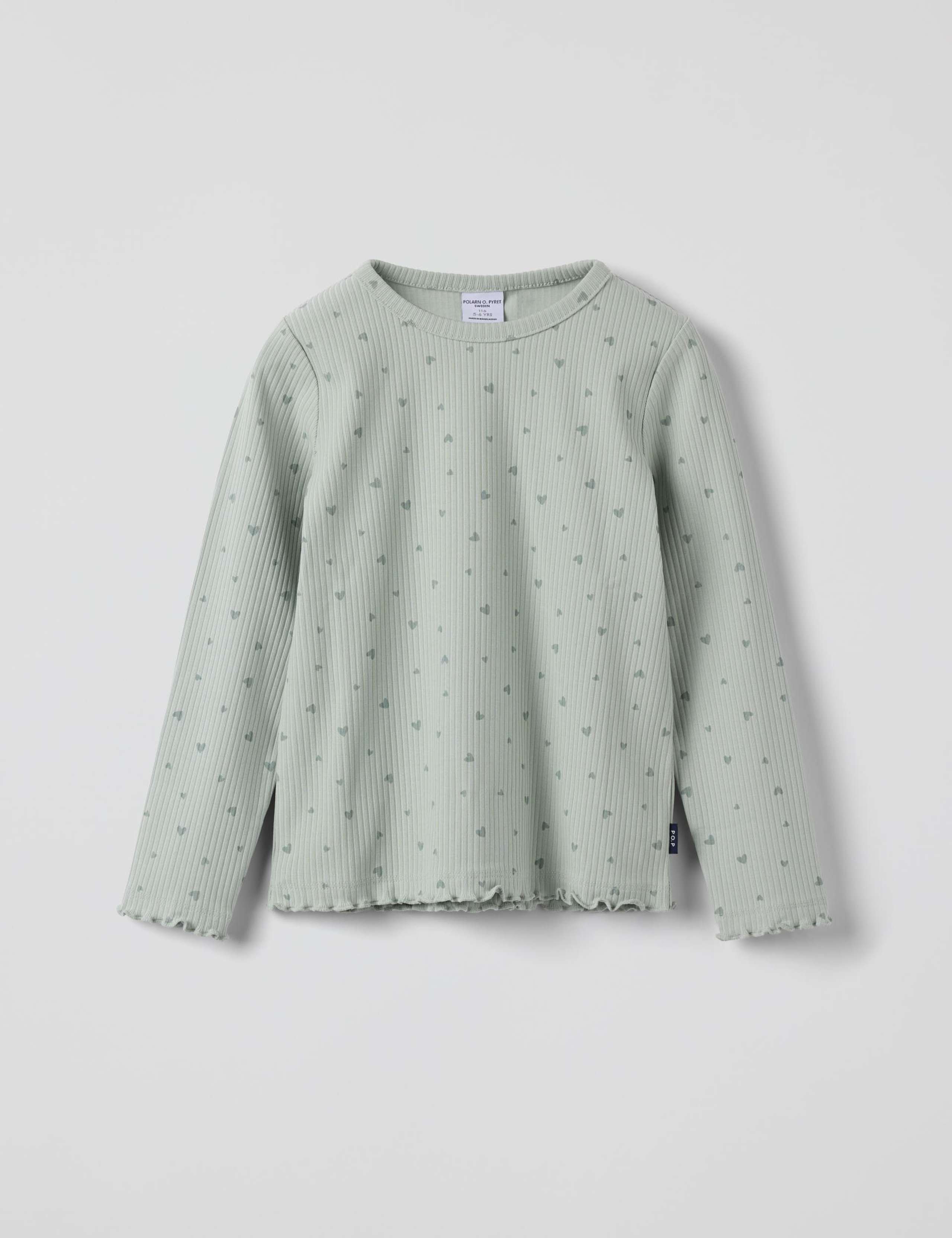 Cotton Rich Heart Print Ribbed Top (1-10 Yrs)