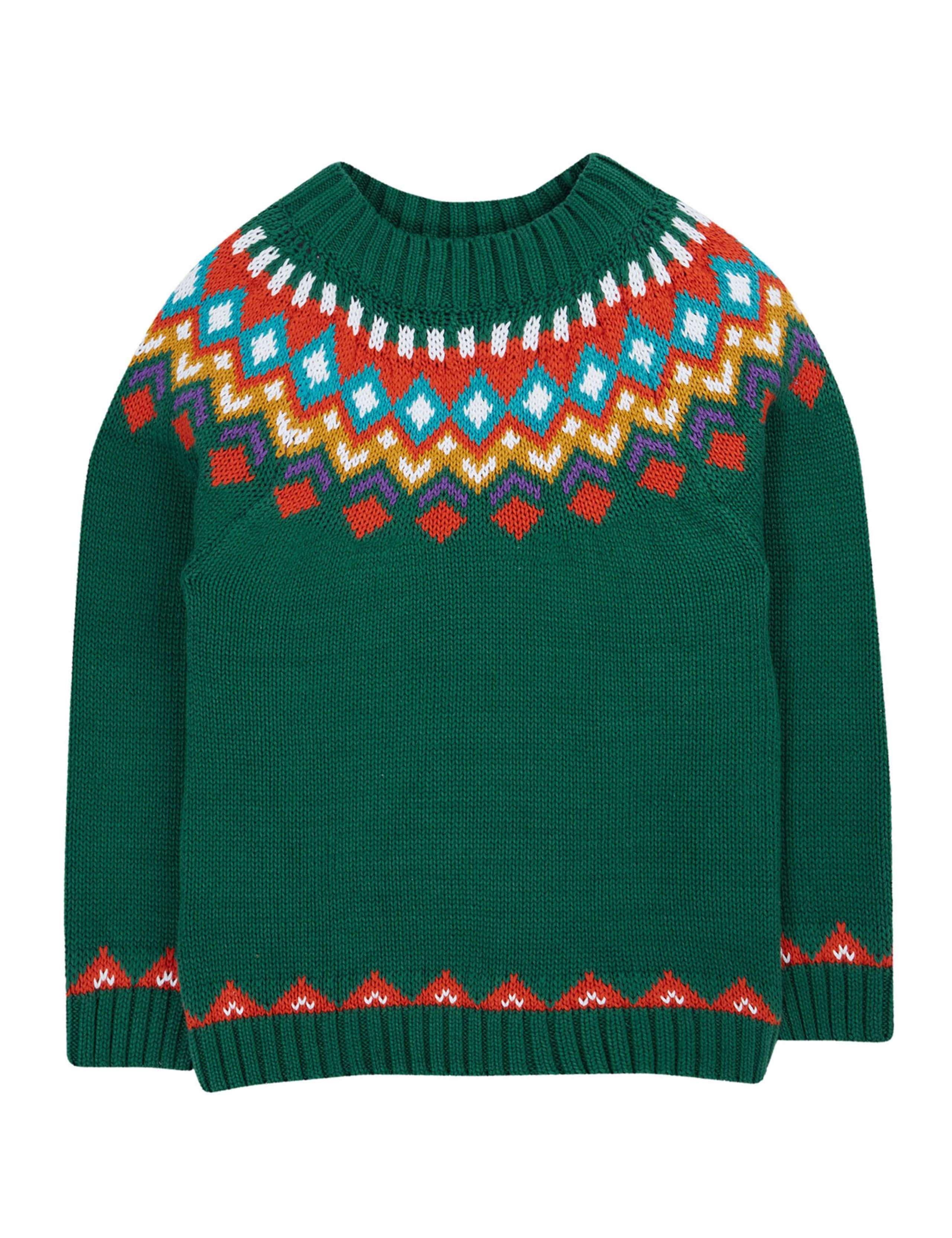 Pure Cotton Fair Isle Knitted Jumper (2-12 Yrs)