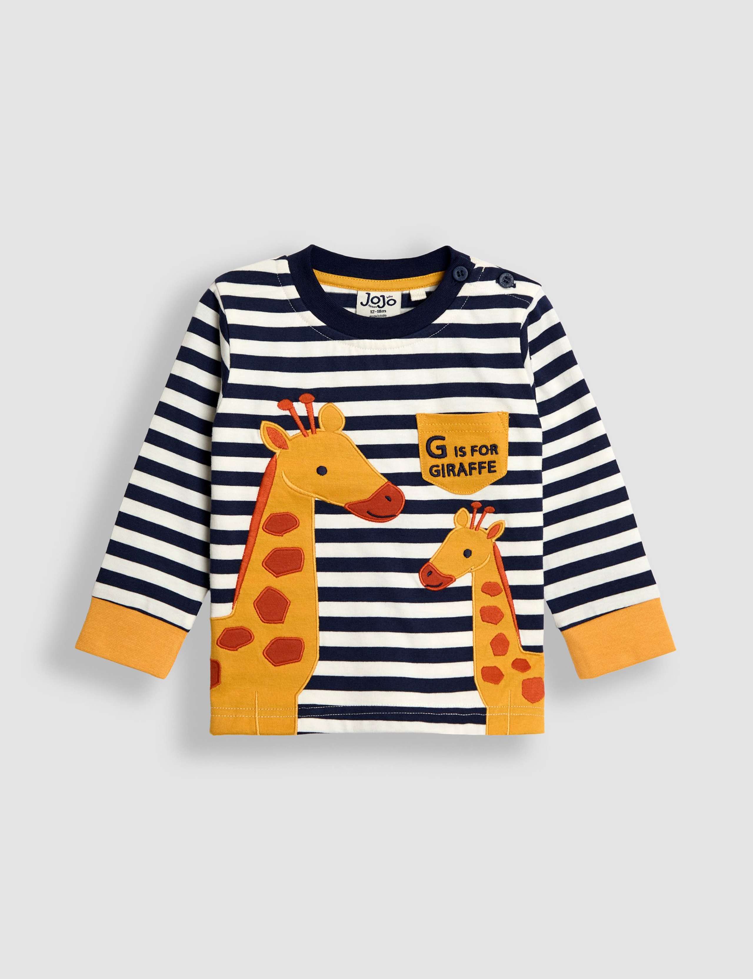 Pure Cotton Striped Giraffe Applique Top (0-7 Yrs)