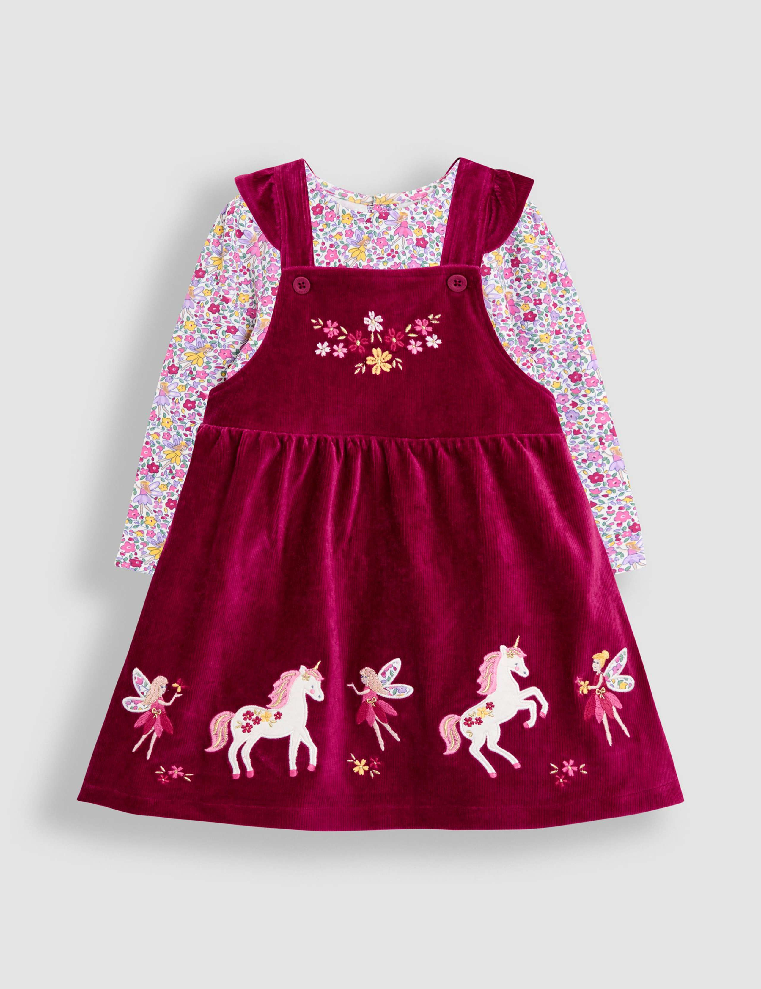 2pc Cotton Rich Unicorn Pinafore Outfit (12 Mths - 6 Yrs)