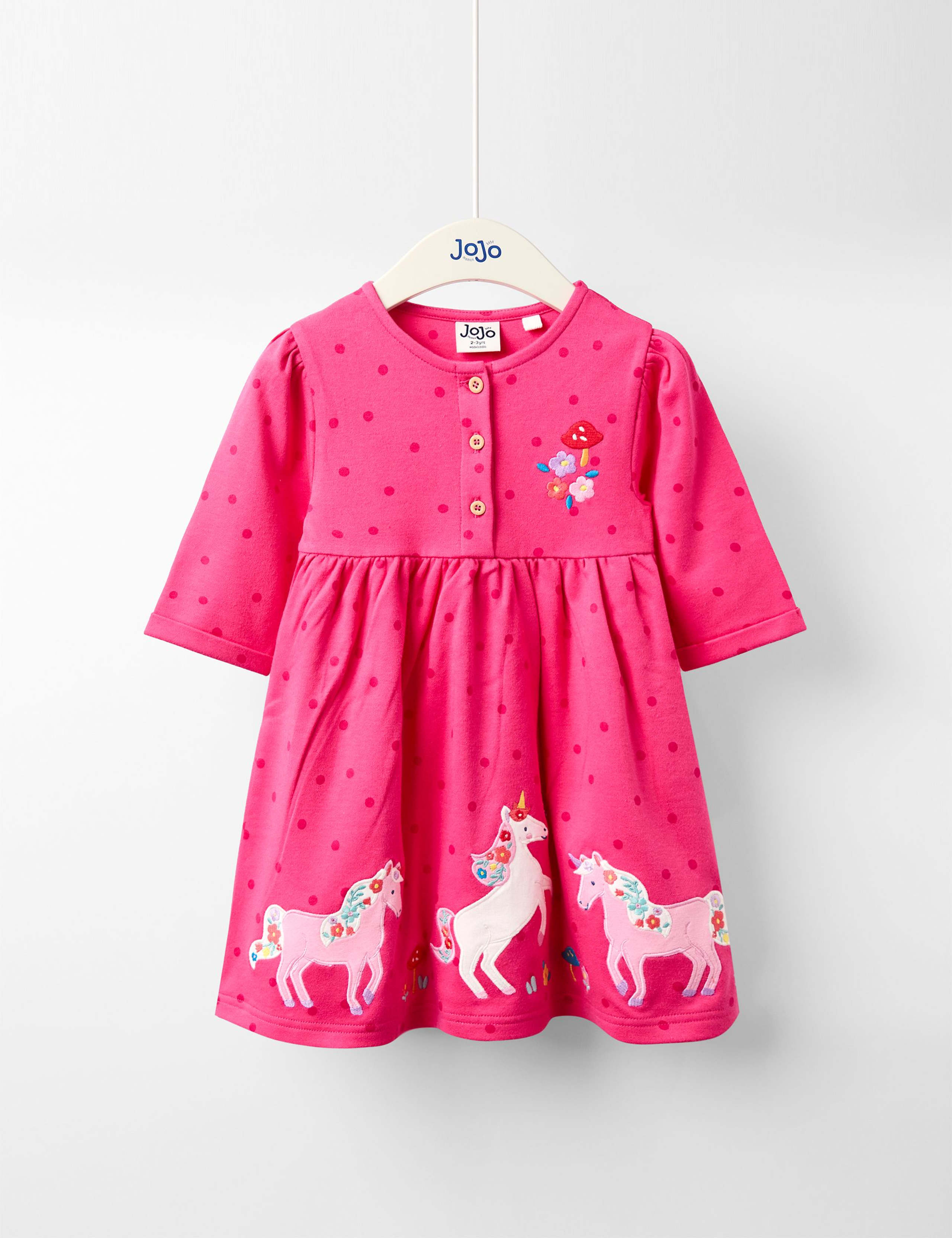 Pure Cotton Appliqué Unicorn Dress (12 Mths - 6 Yrs)