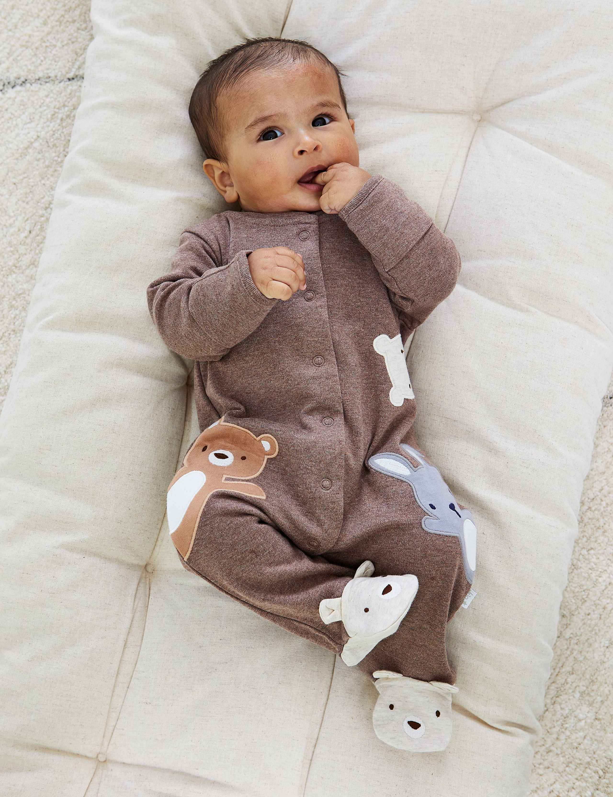 Pure Cotton Woodland Friends Sleepsuit (0-18 Mths)
