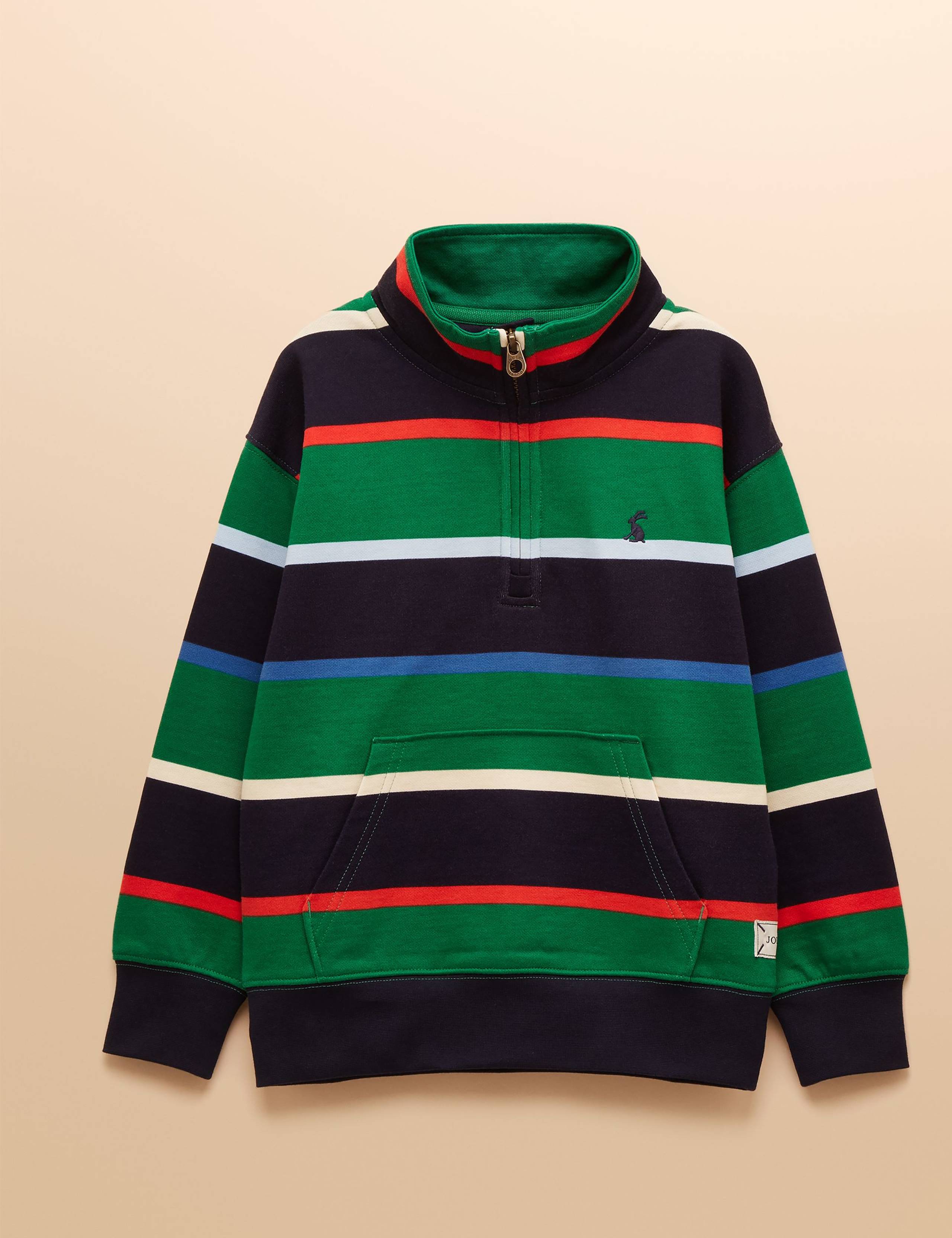 Pure Cotton Colour Block Half Zip Sweatshirt (2-11 Yrs)