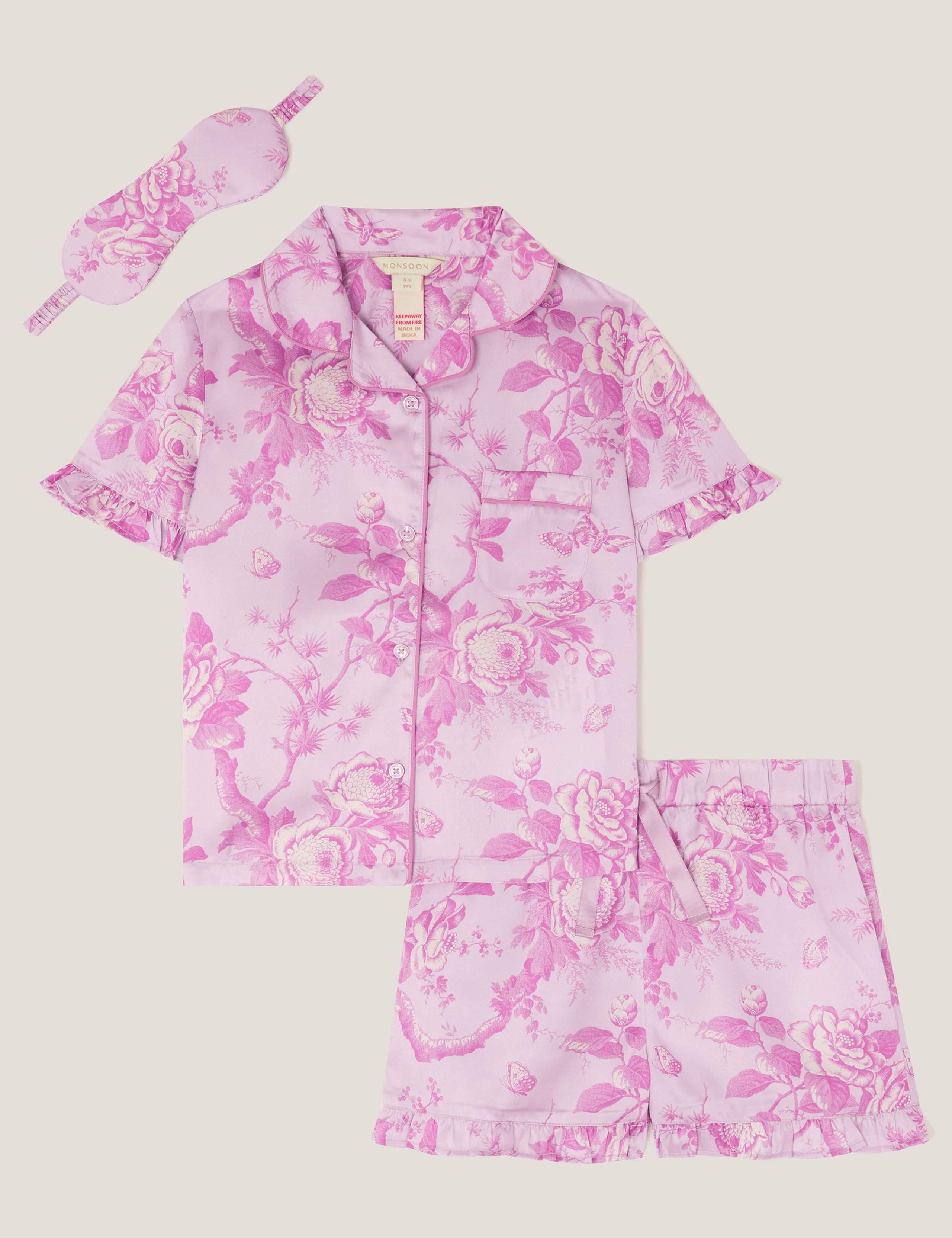 3pc Floral Pyjamas and Sleep Mask Set (5-12 Yrs)