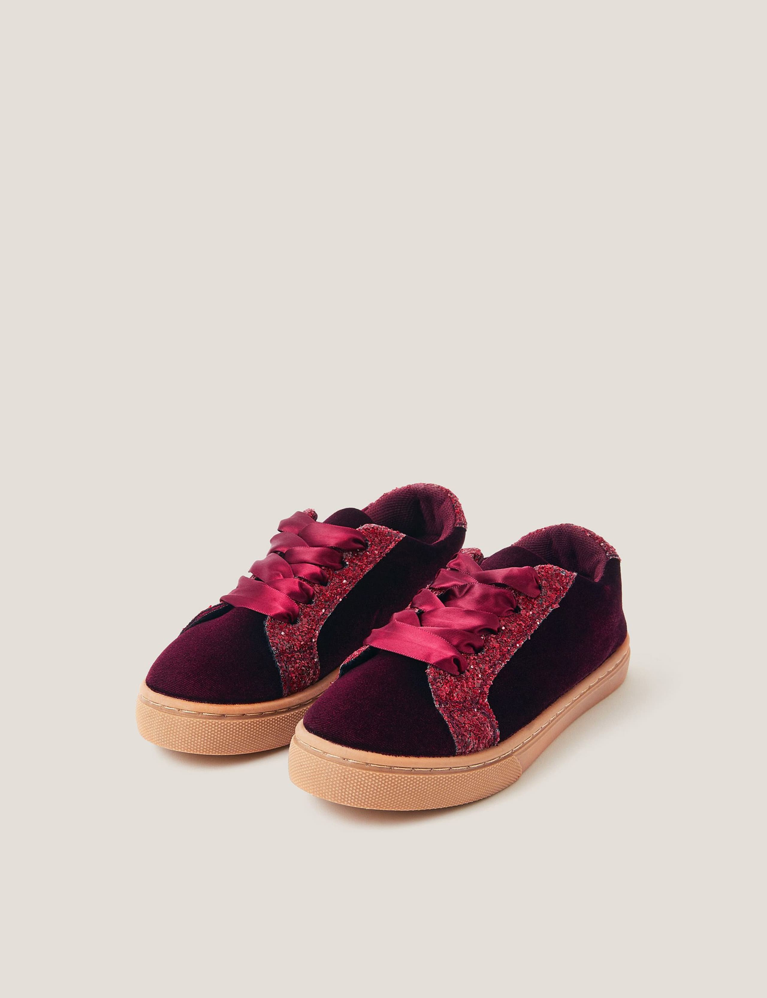 Kids' Glitter Velvet Trainers (7 Small - 3 Large)
