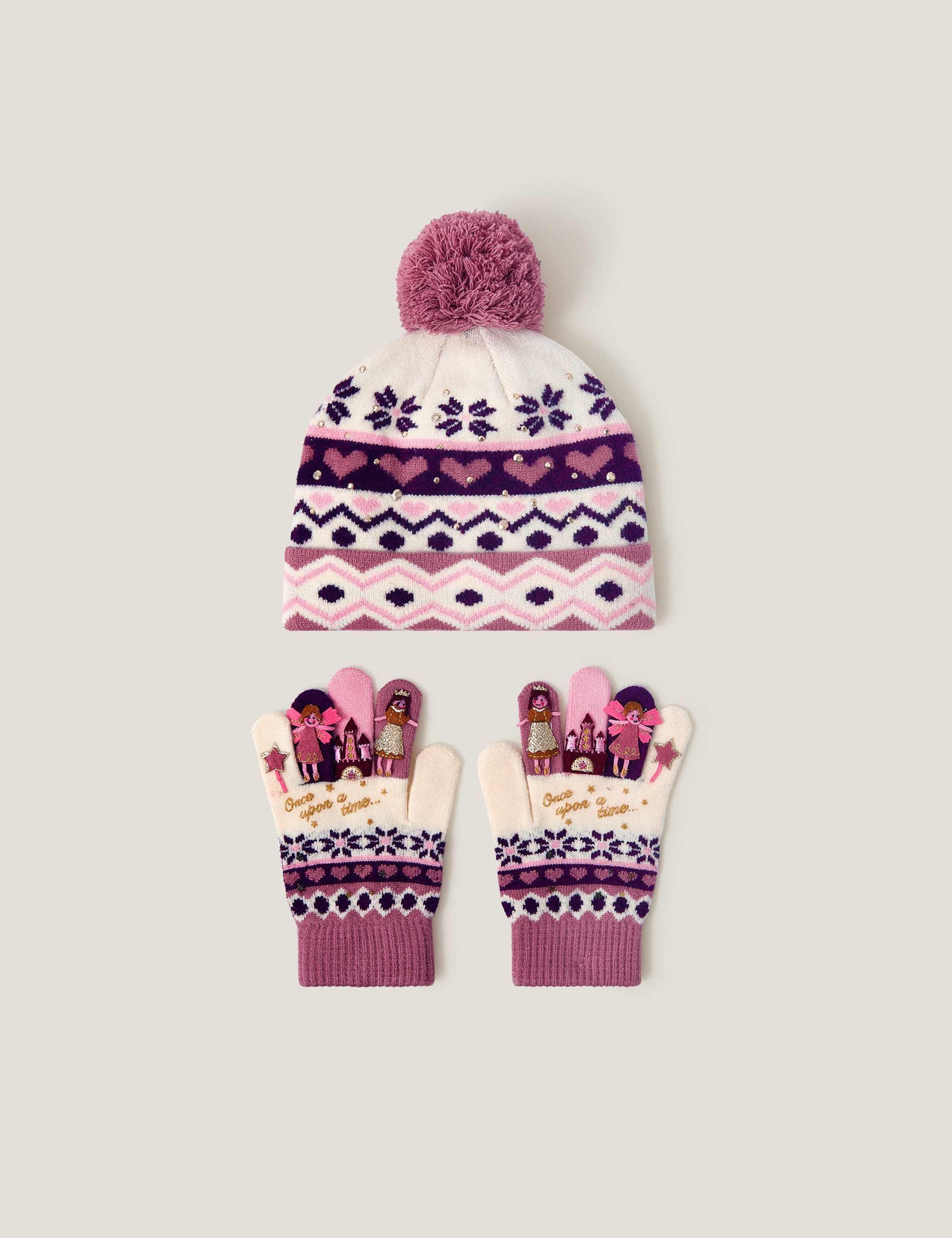 Kids' Fair Isle Princess Hat & Glove Set