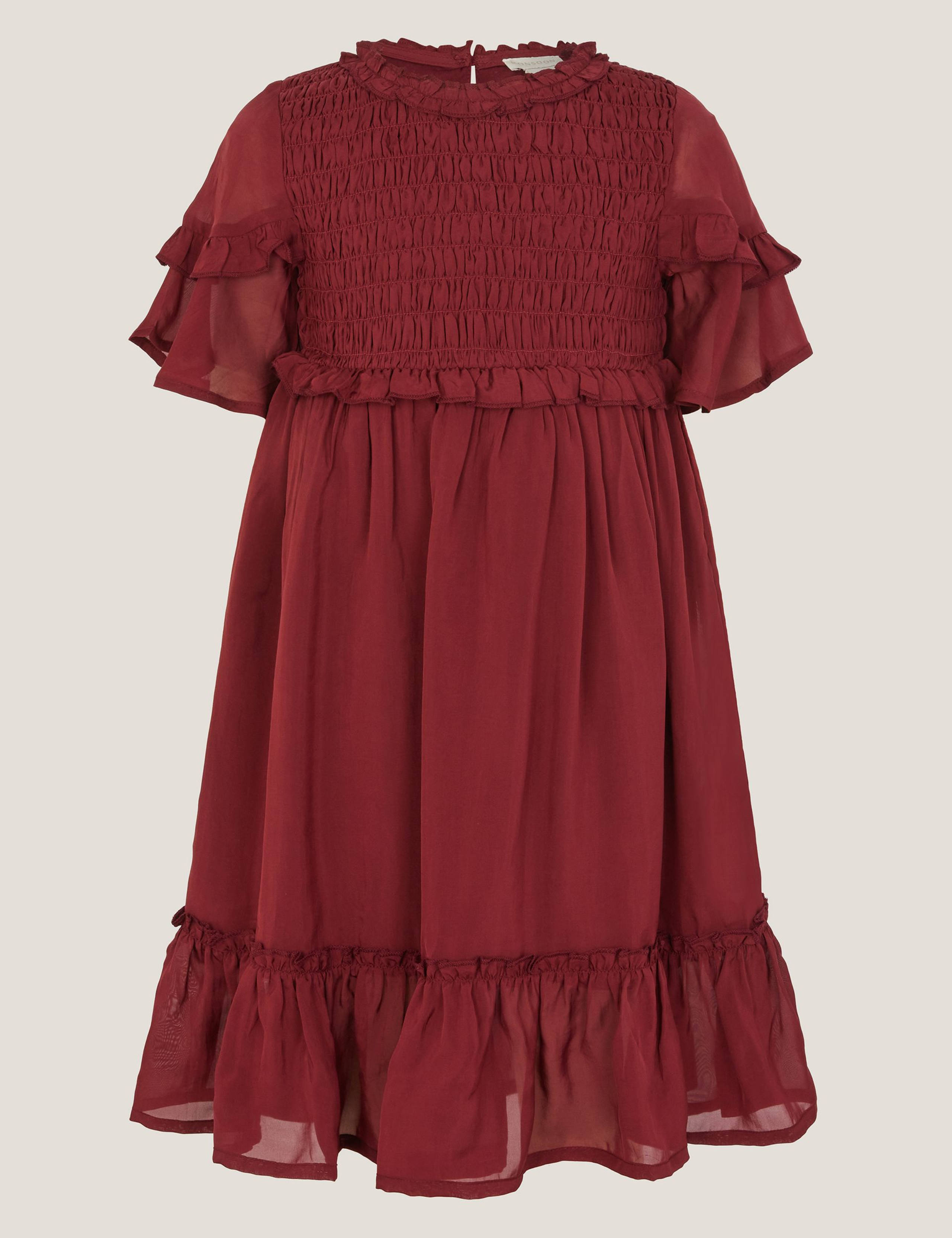 Satin Frilly Smocked Dress (2-13 Yrs)