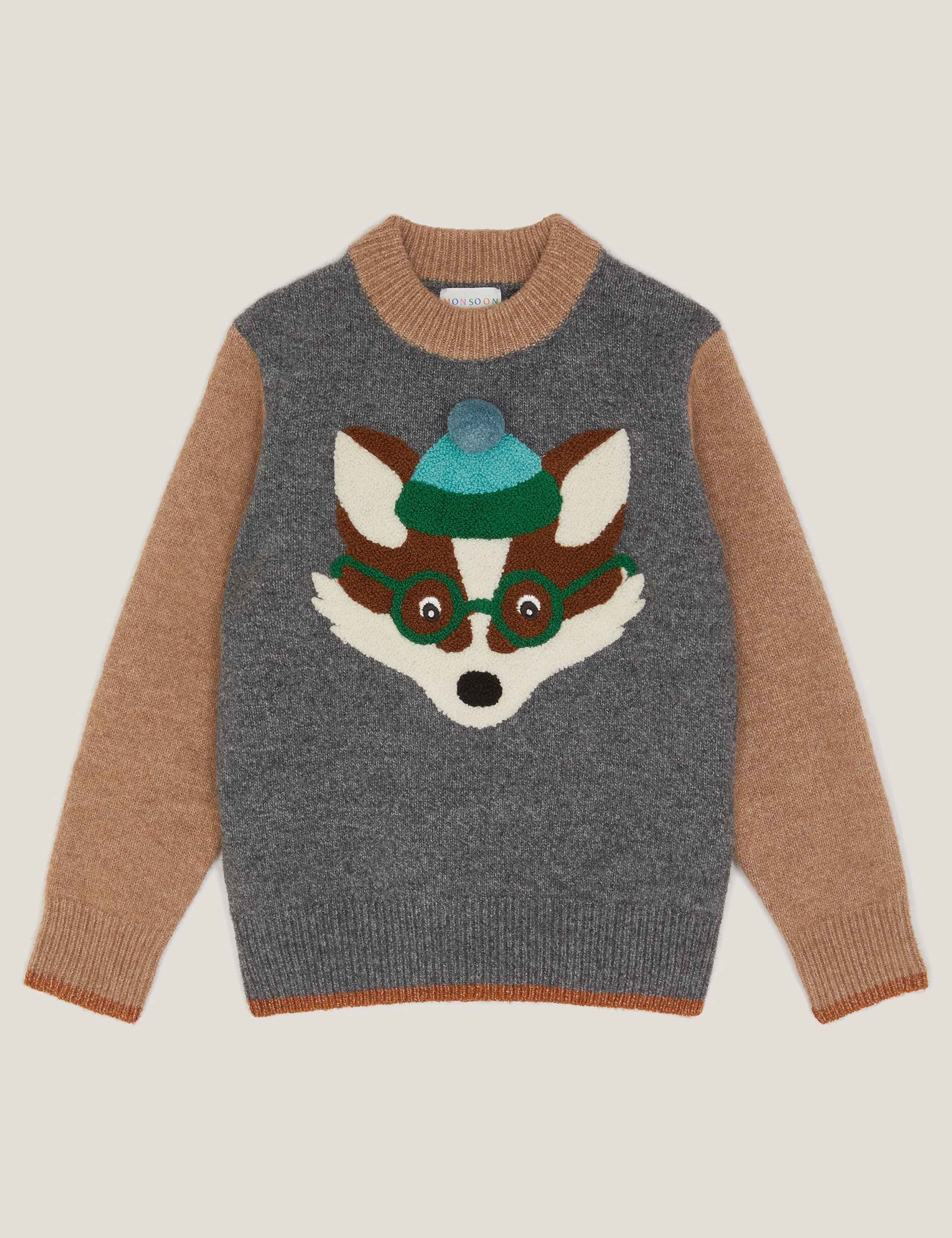 Pure Cotton Fox Colour Block Jumper (18 Mths - 13 Yrs)