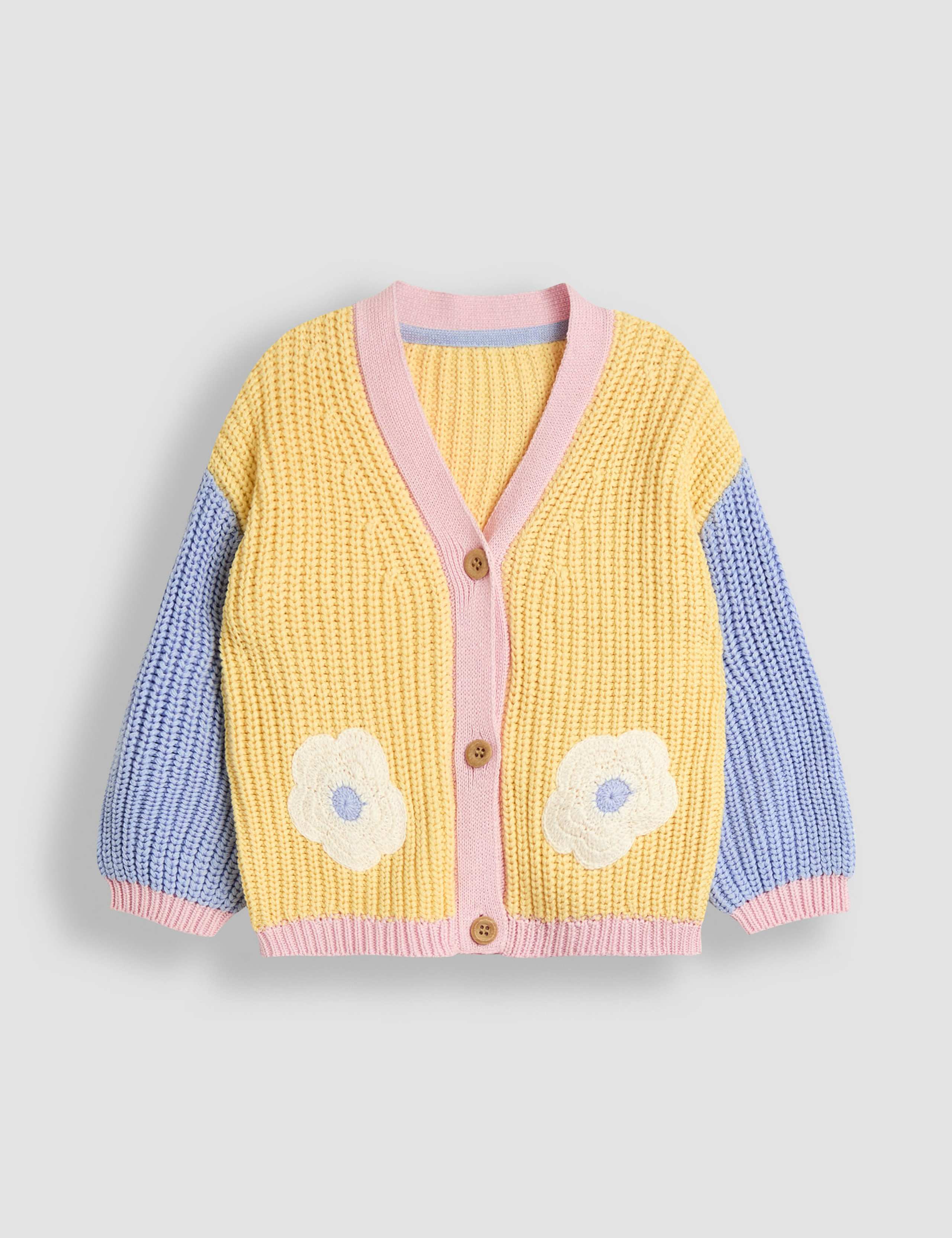 Pure Cotton Knitted Daisy Cardigan (6 Mths-5 Yrs)