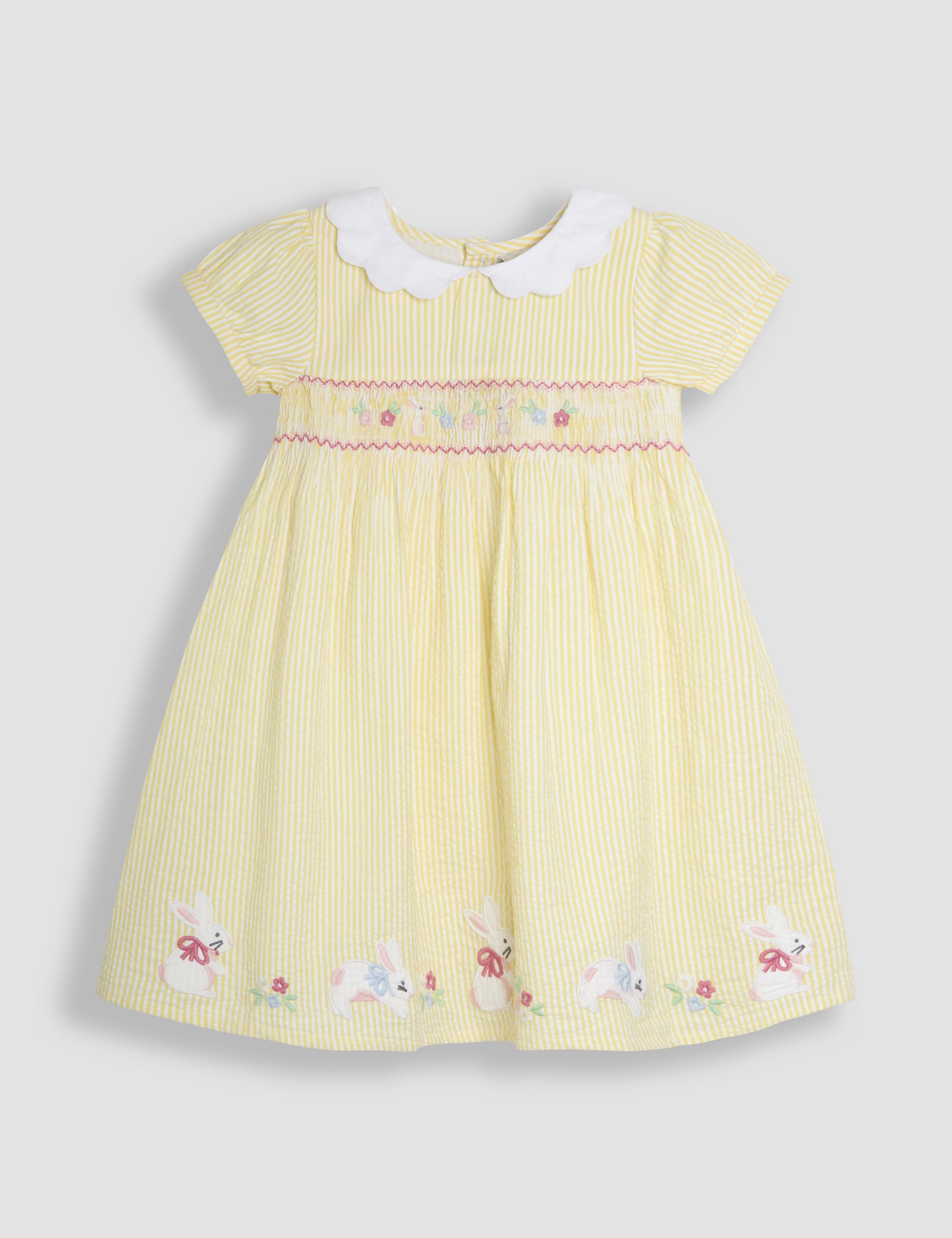 Pure Cotton Bunny Applique Striped Dress (0-5 Yrs)