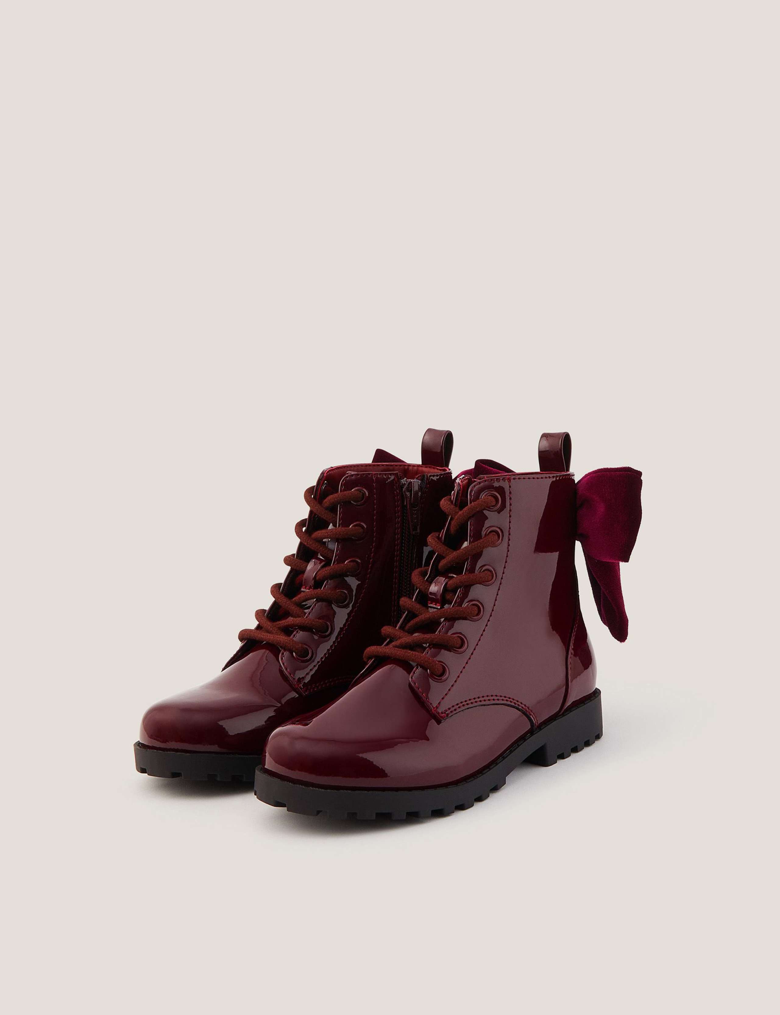 Kids' Patent Velvet Bow Boots (9 Small - 4 Large)