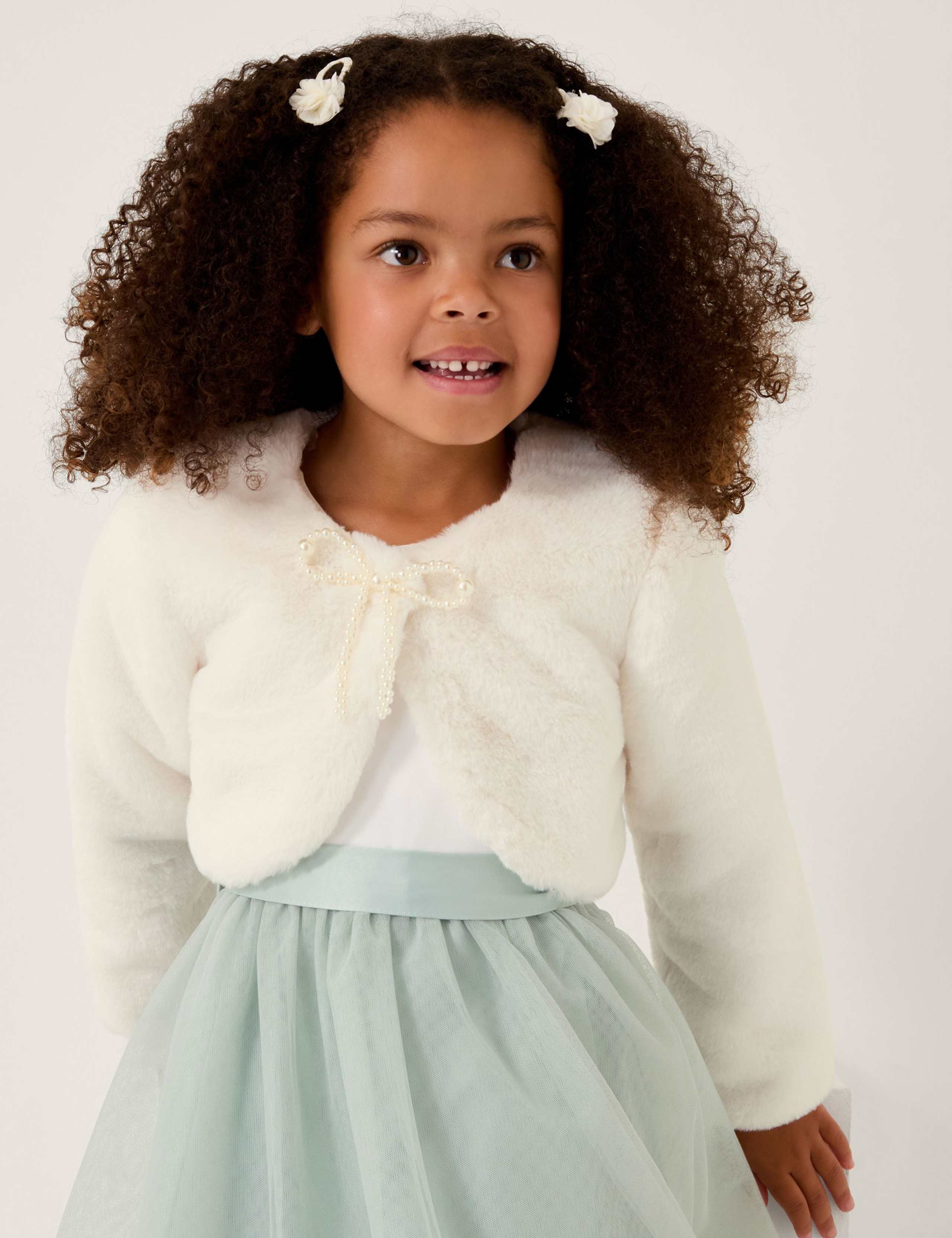 Faux Fur Bow Detail Cardigan