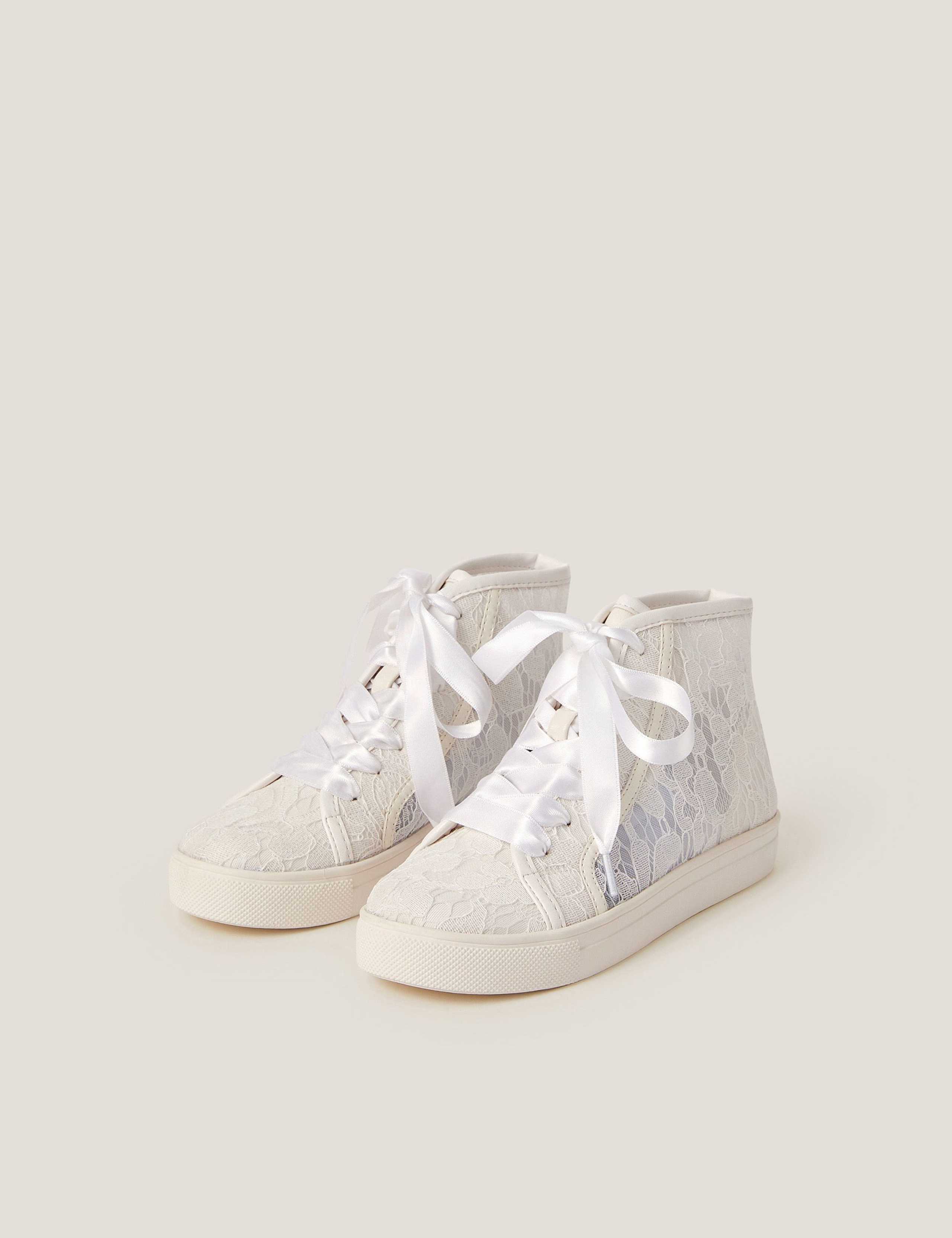 Kids' Floral Lace High Top Trainers (7 Small - 3 Large)
