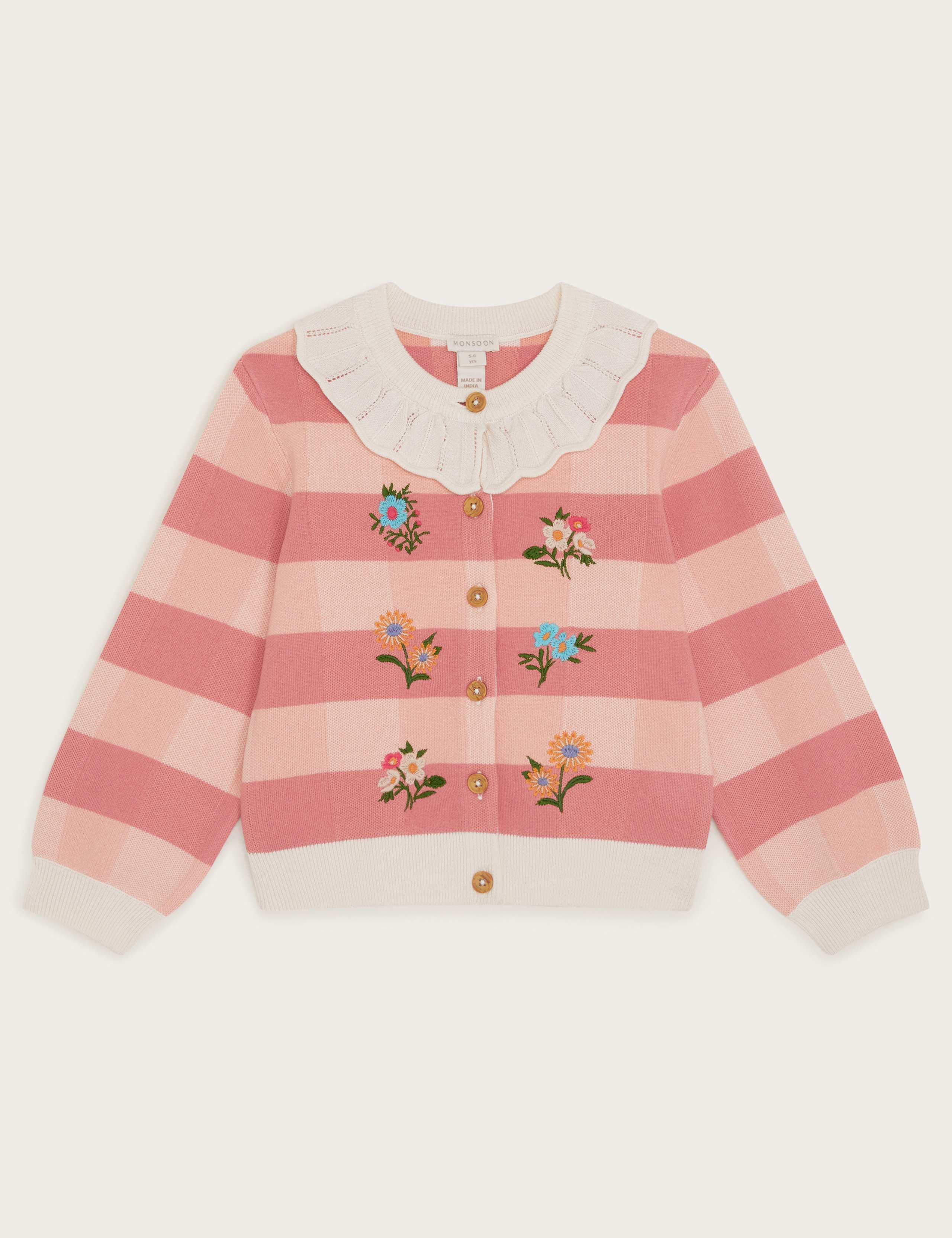 Pure Cotton Striped Collared Cardigan (3-13 Yrs)