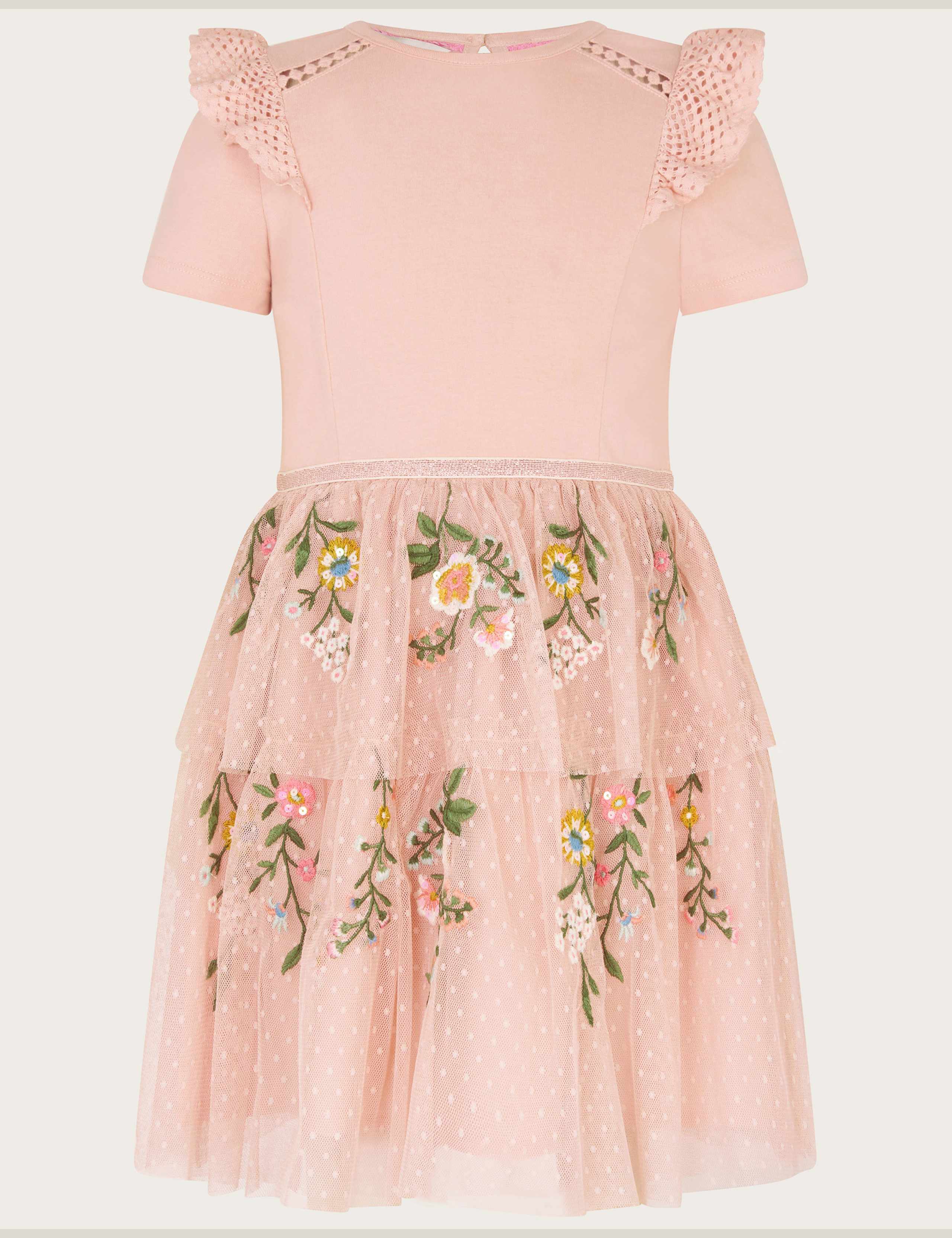 Floral Embroidered Tulle Dress (3-13 Yrs)