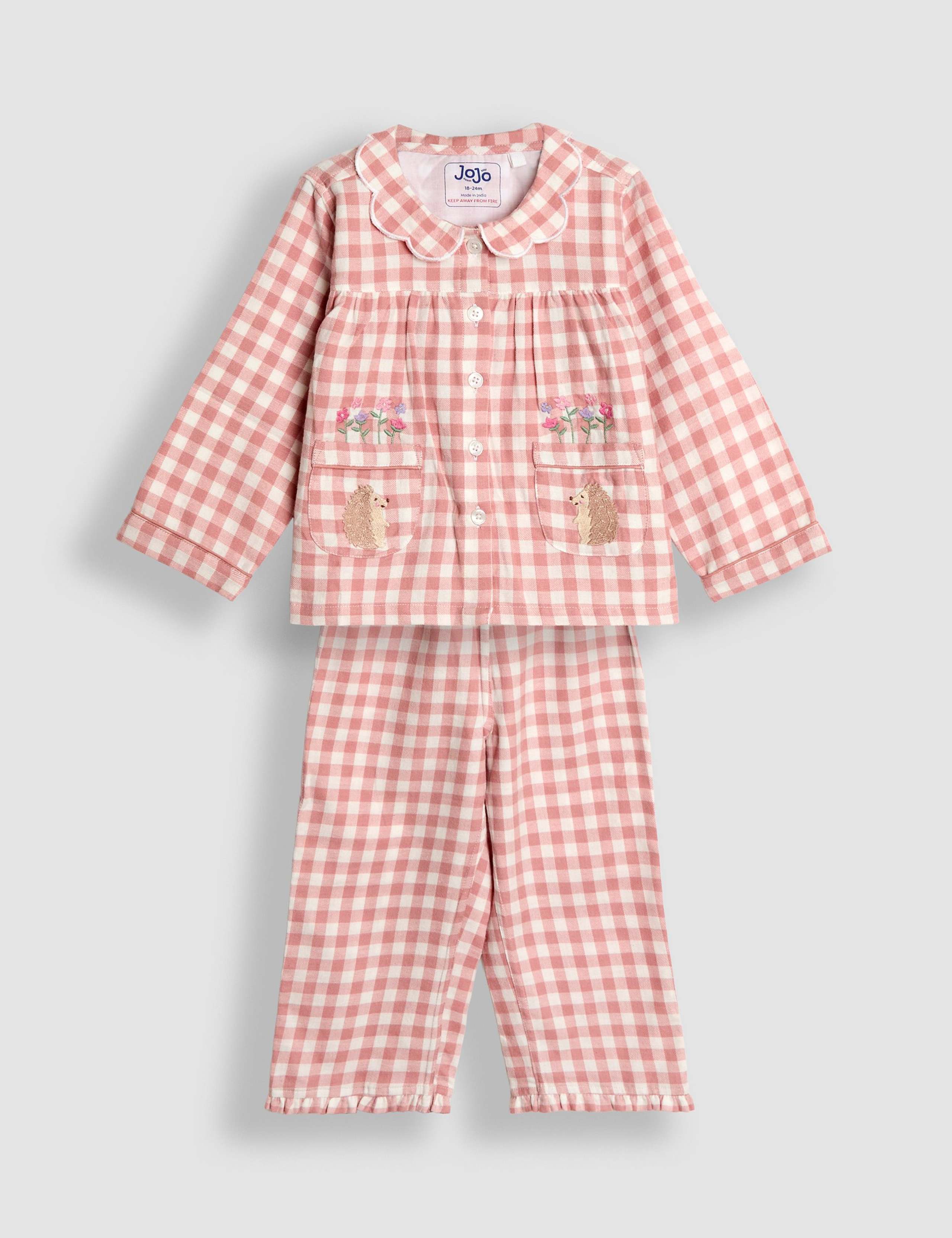 Pure Cotton Checked Hedgehog Pyjama (0-7 Yrs)
