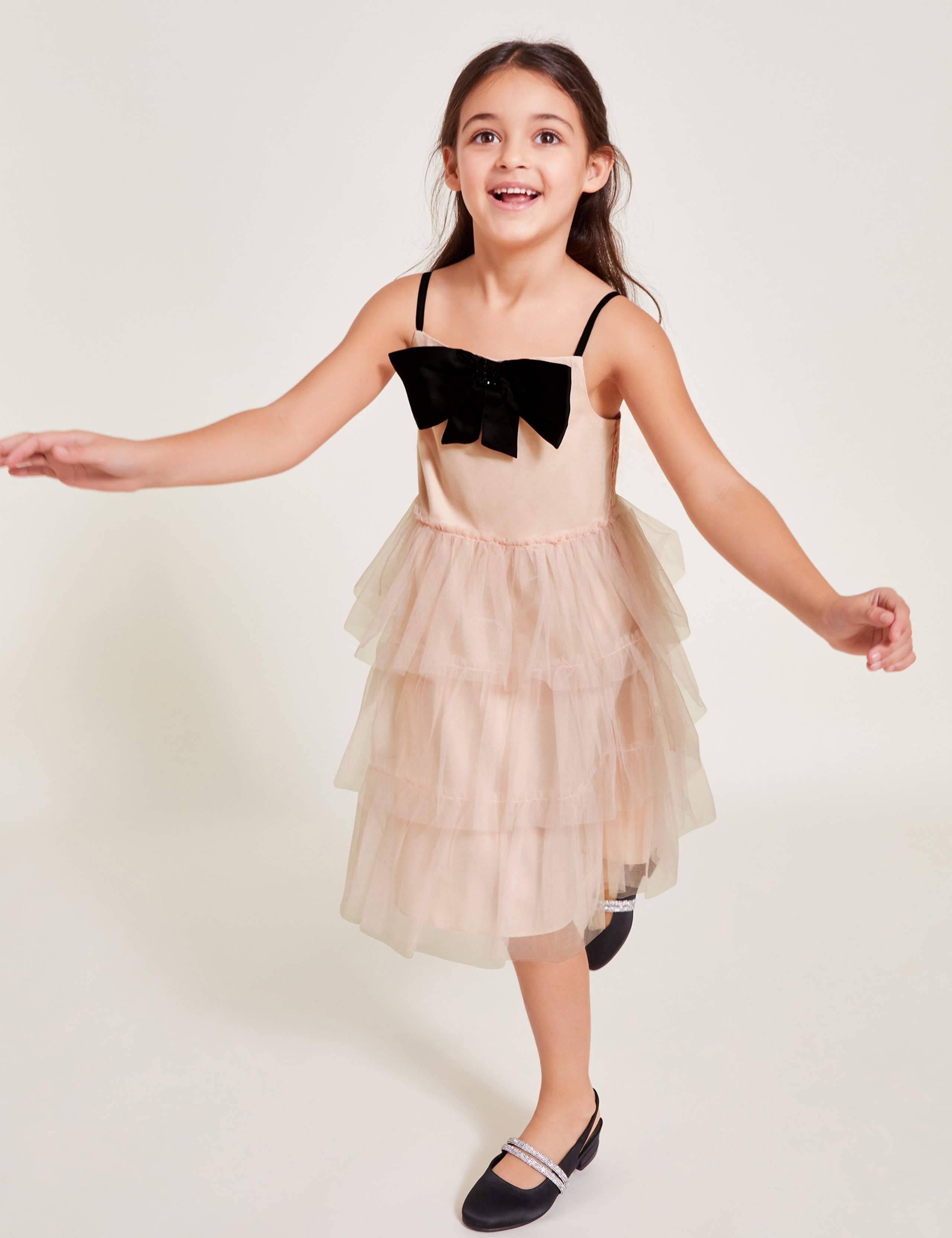 Bow Tulle Tiered Party Dress (3-13 Yrs)