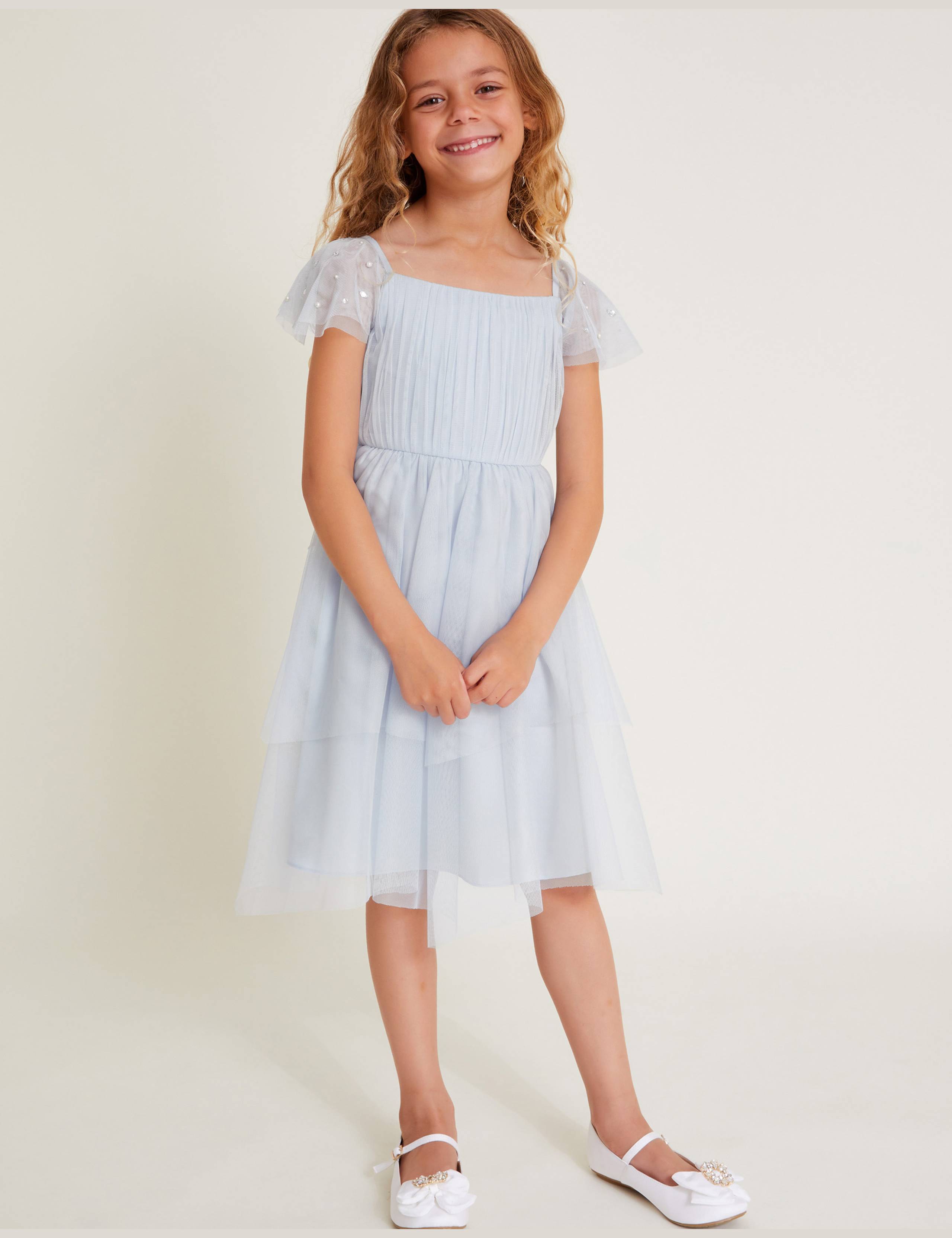 Tulle Diamante Sleeve Dress (3-13 Yrs)