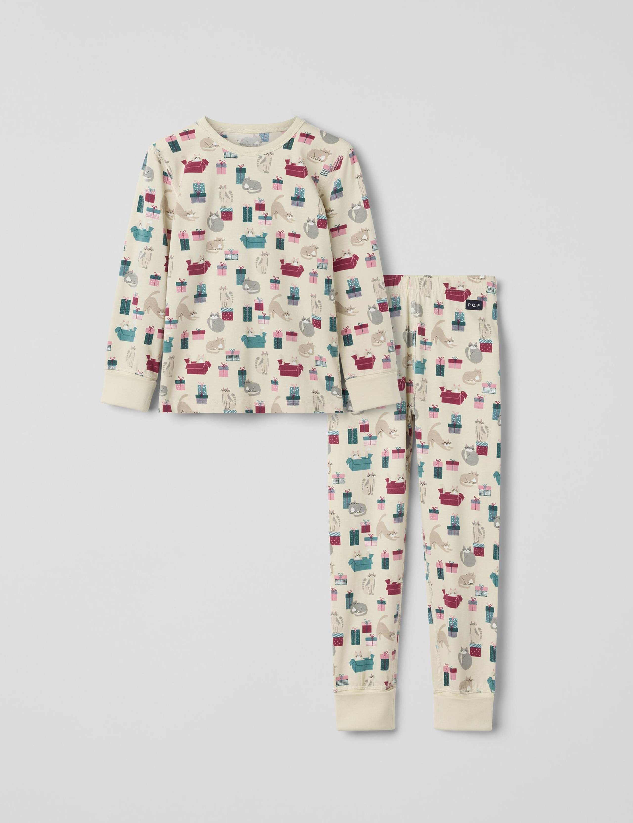 Cotton Rich Cat Print Pyjamas (1-10 Yrs)