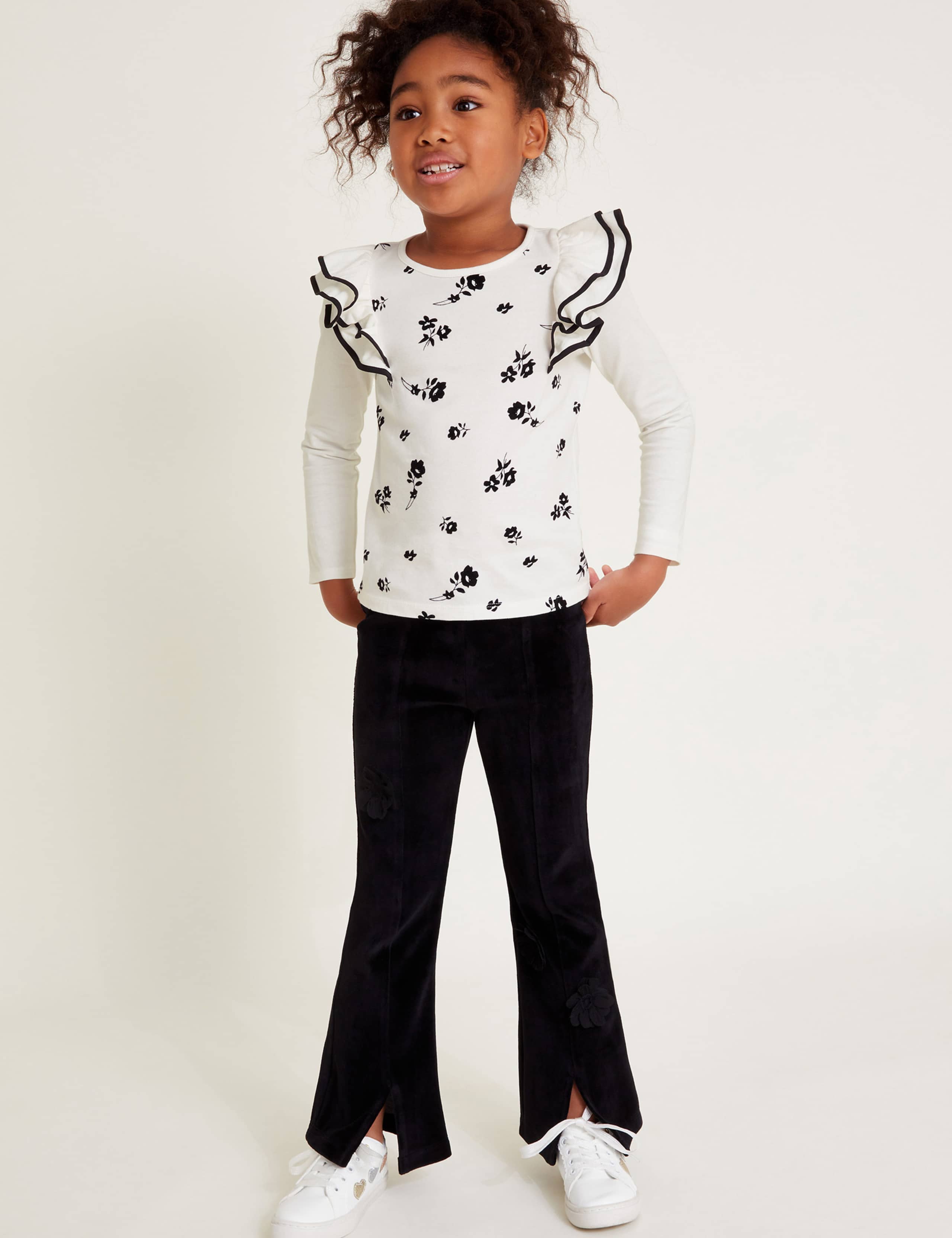 Velour Floral Flared Leggings (3-13 Yrs)