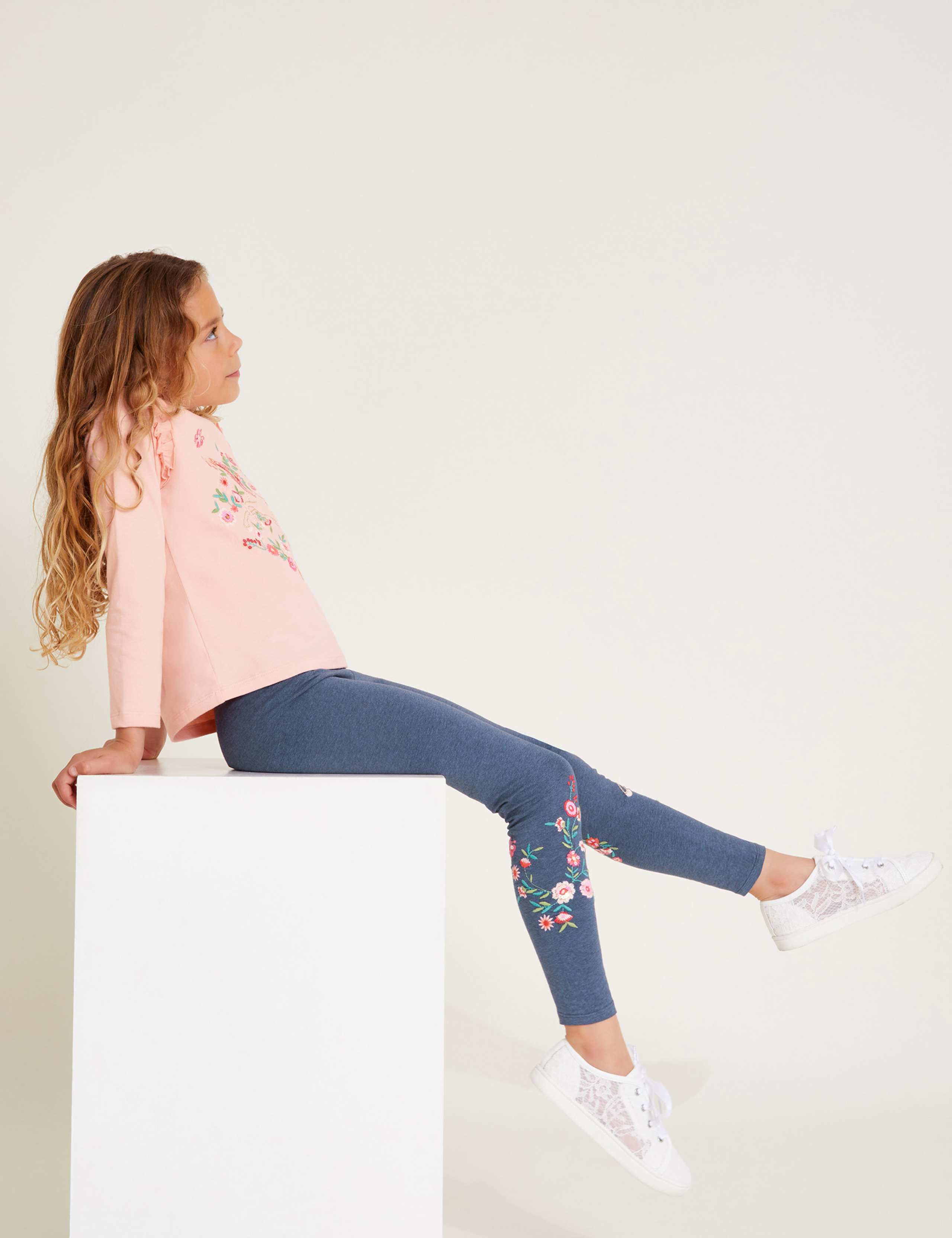 Cotton Rich Floral Unicorn Leggings (3-13 Yrs)