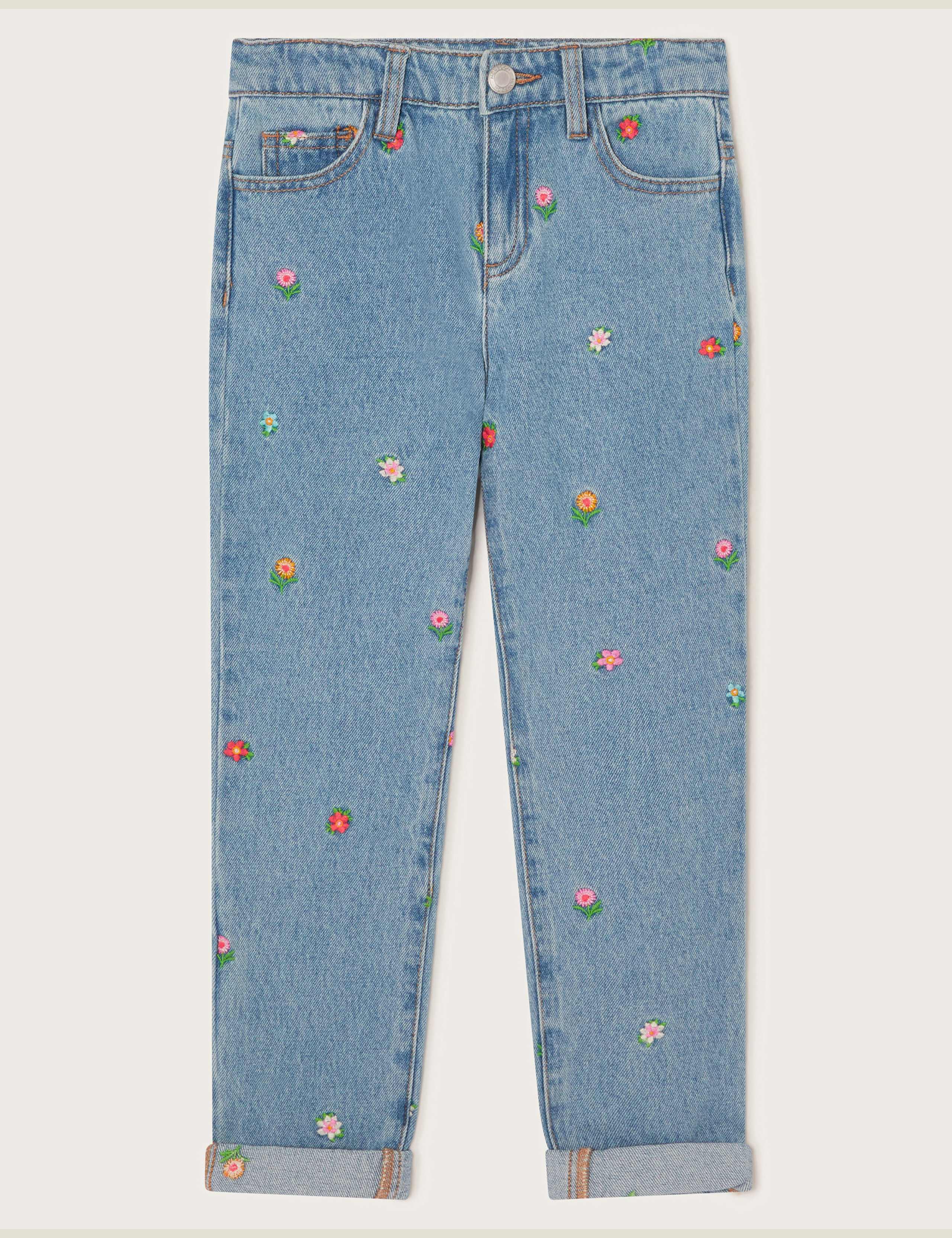 Regular Denim Floral Embroidered Jeans (3-13 Yrs)