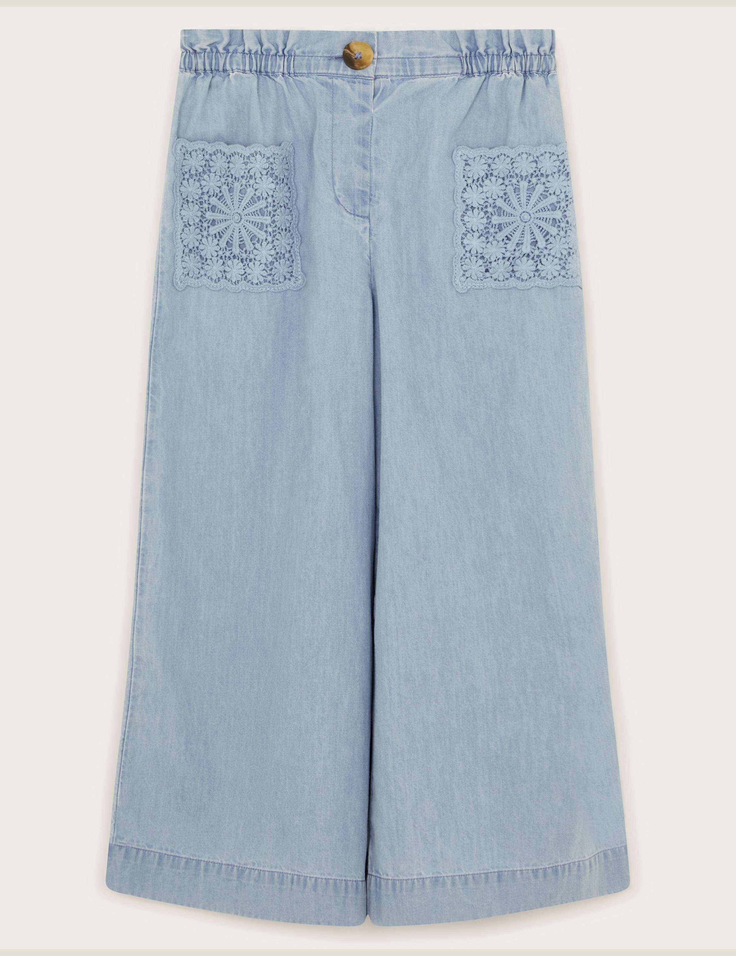 Pure Cotton Chambray Wide Leg Trousers (3-13 Yrs)