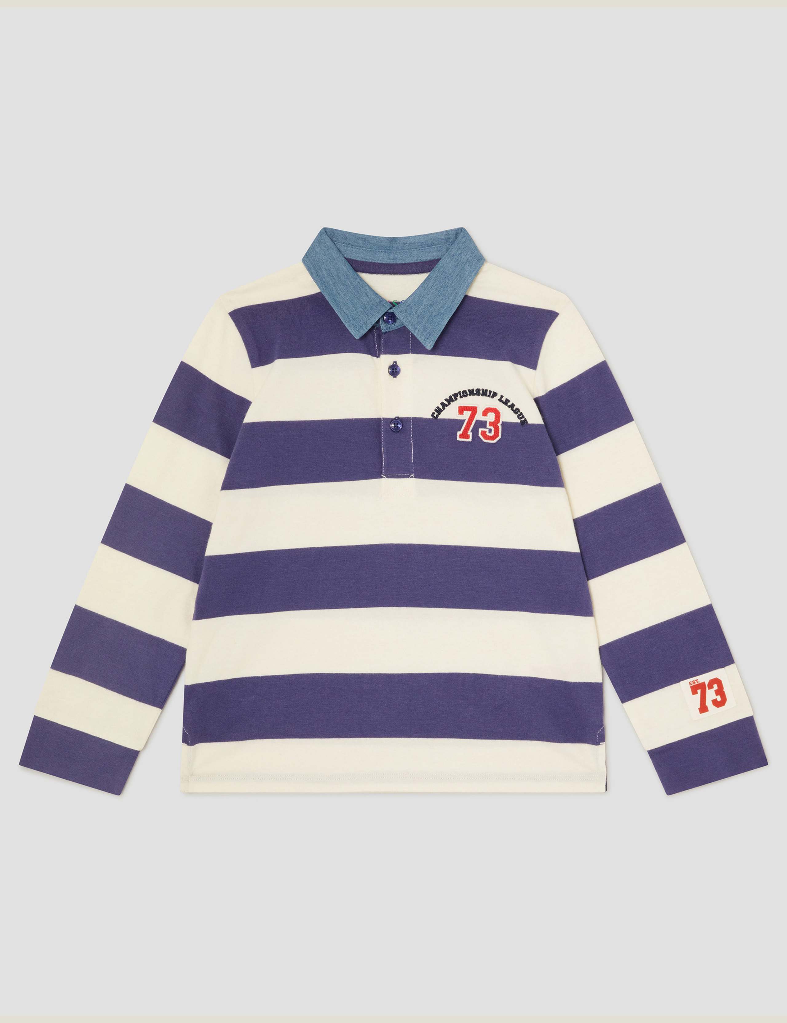 Pure Cotton Striped Rugby Top (3-13 Yrs)