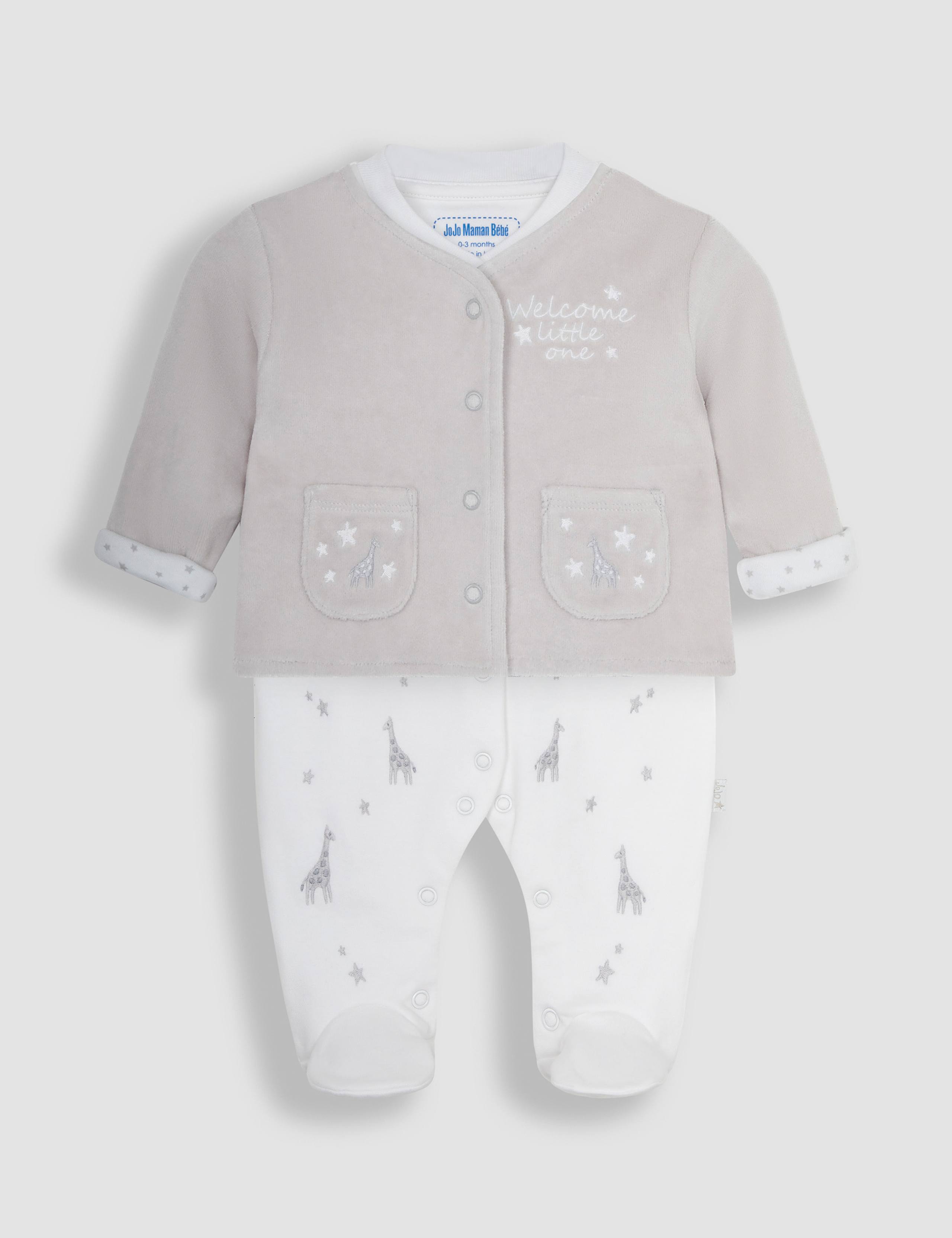 2pc Pure Cotton Sleepsuit & Jacket Set (0-9 Mths)
