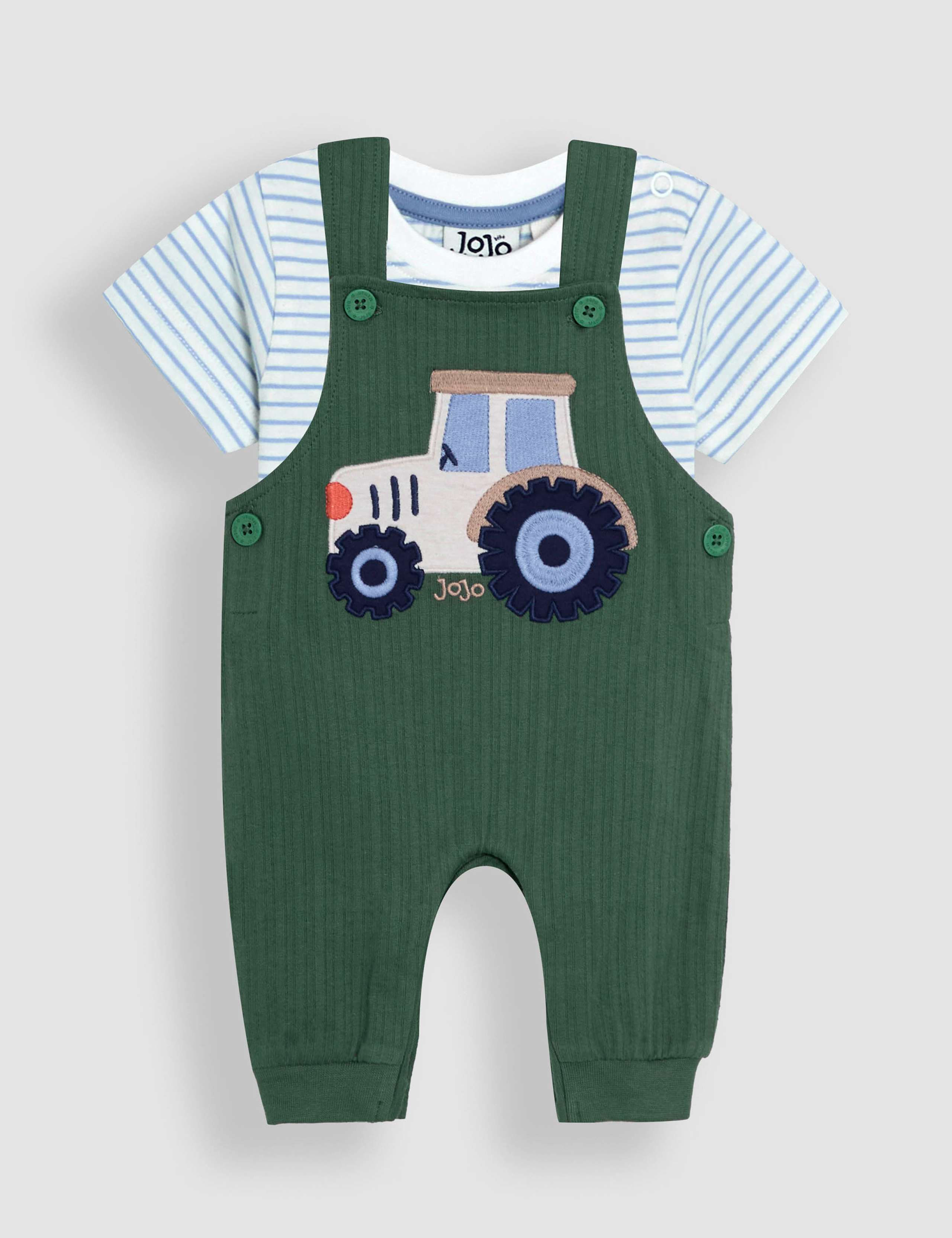 2pc Pure Cotton Dungarees Outfit (3-24 Mths)