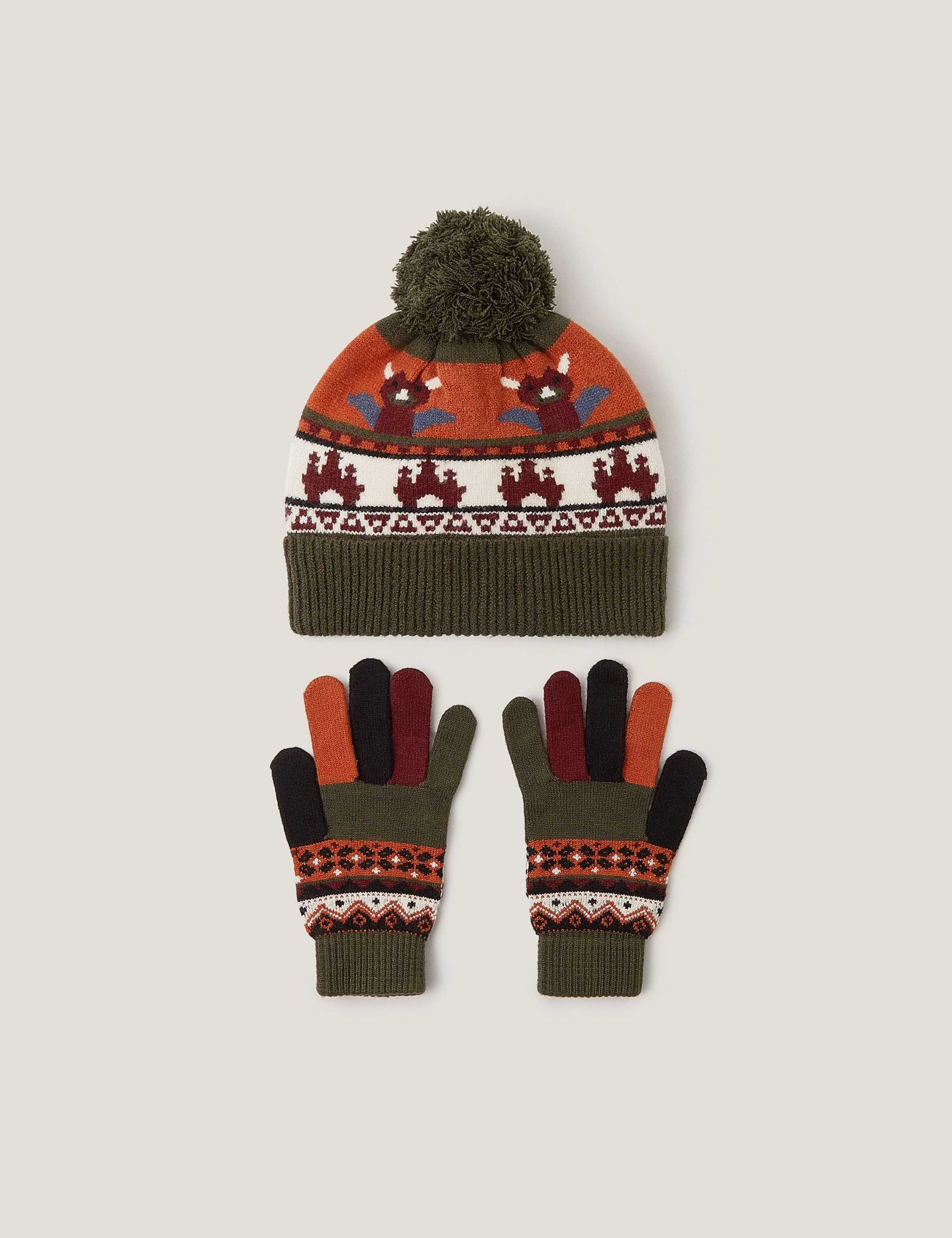 Kids' Dragon Hat and Glove Set (3-10 Yrs)