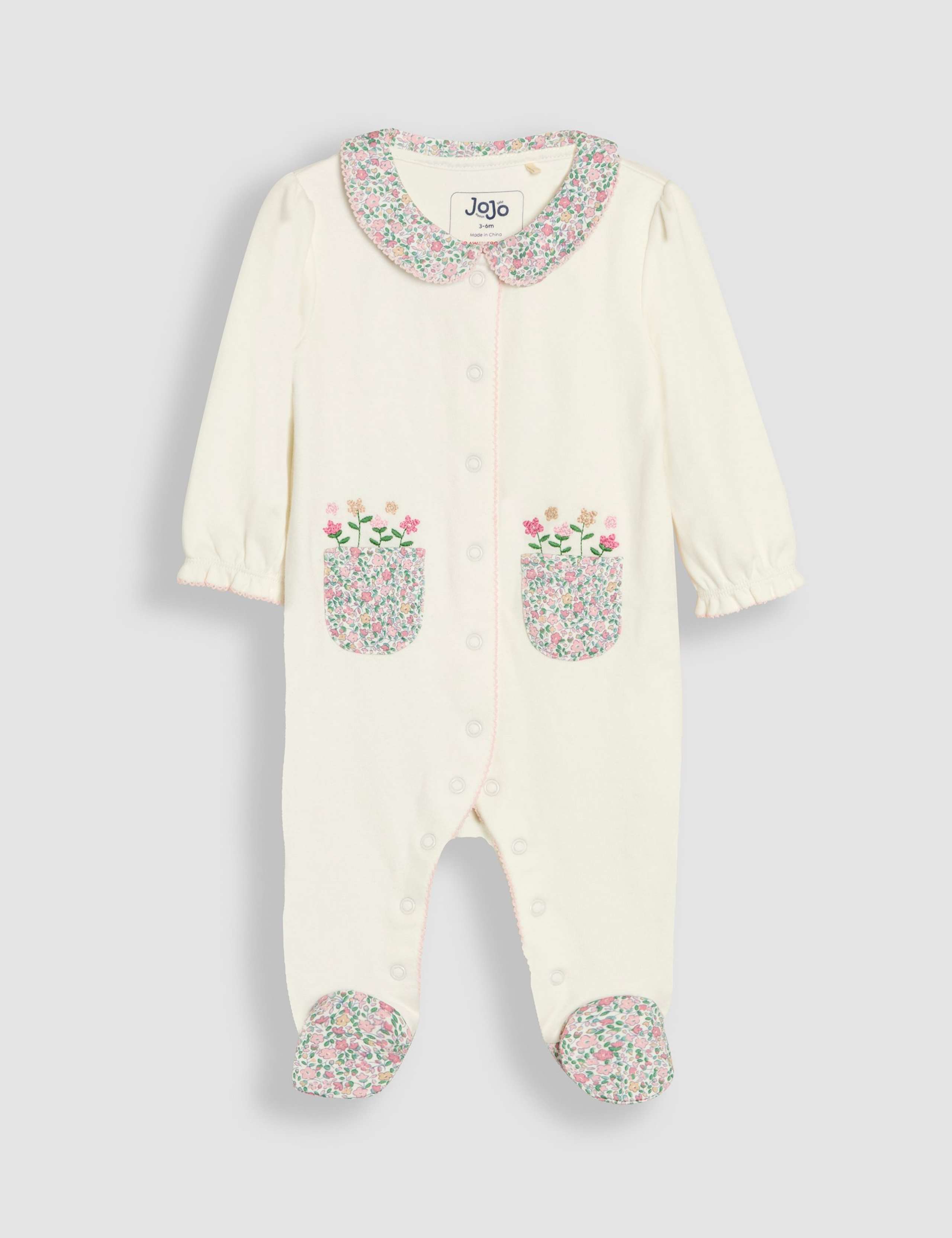 Pure Cotton Floral Sleepsuit (0-12 Mths)