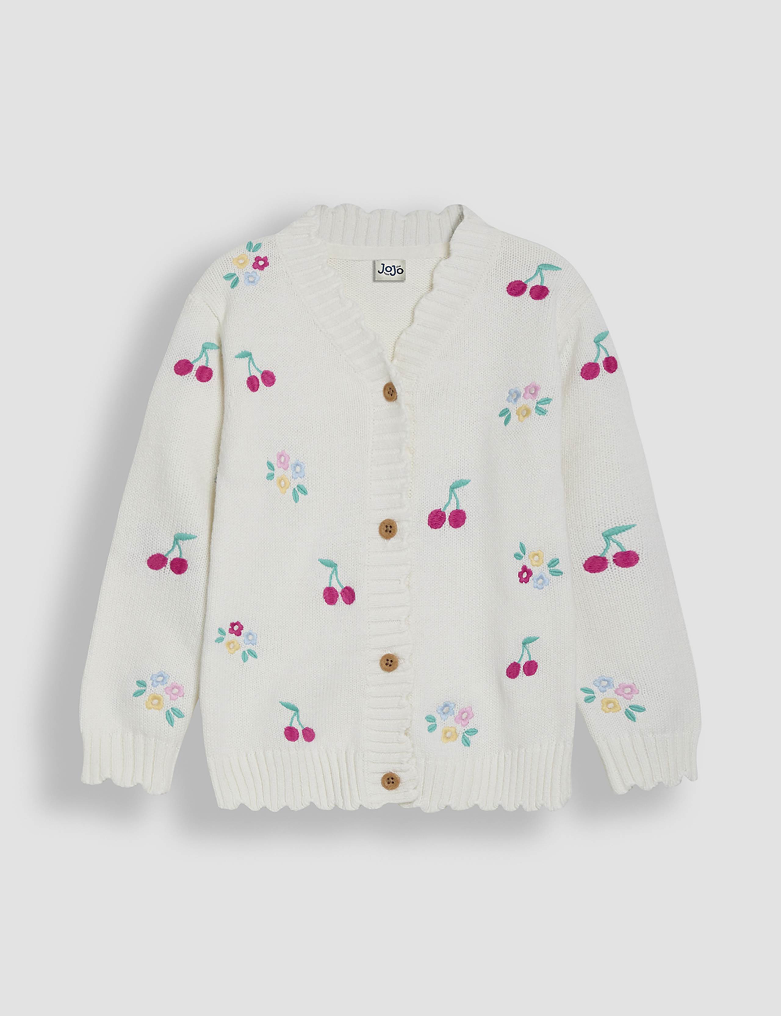 Wool Rich Cherry & Floral Cardigan (6 Mths-5 Yrs)