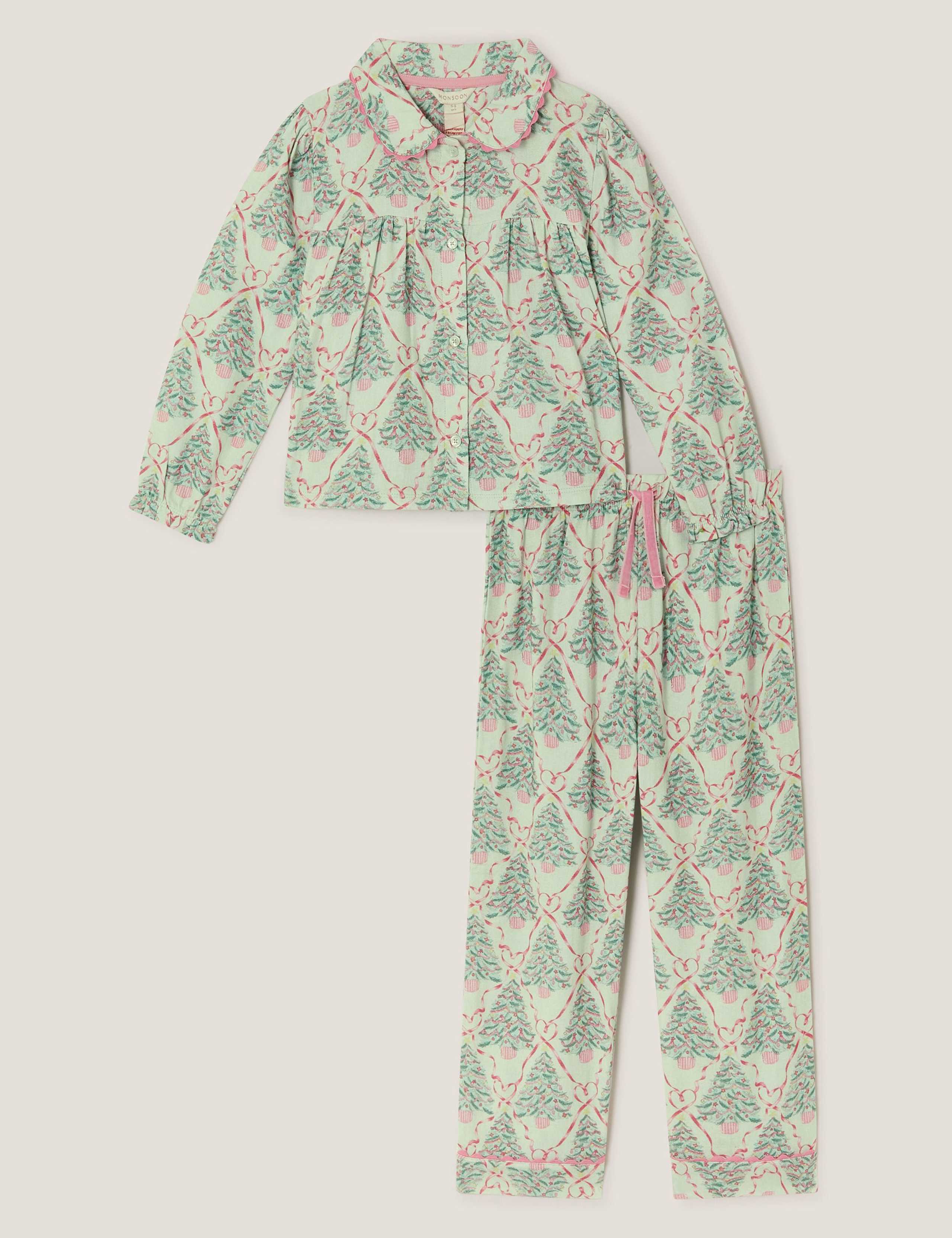 Pure Cotton Christmas Tree Pyjamas (2-13 Yrs)