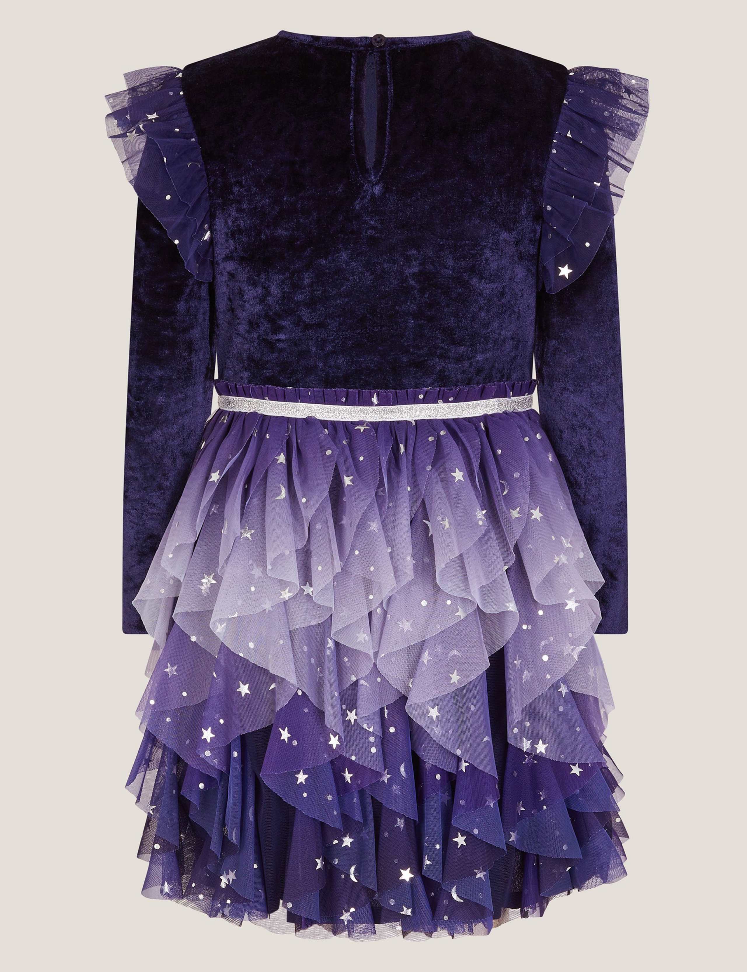 Velour Star Ruffle Party Dress (3-15 Yrs)