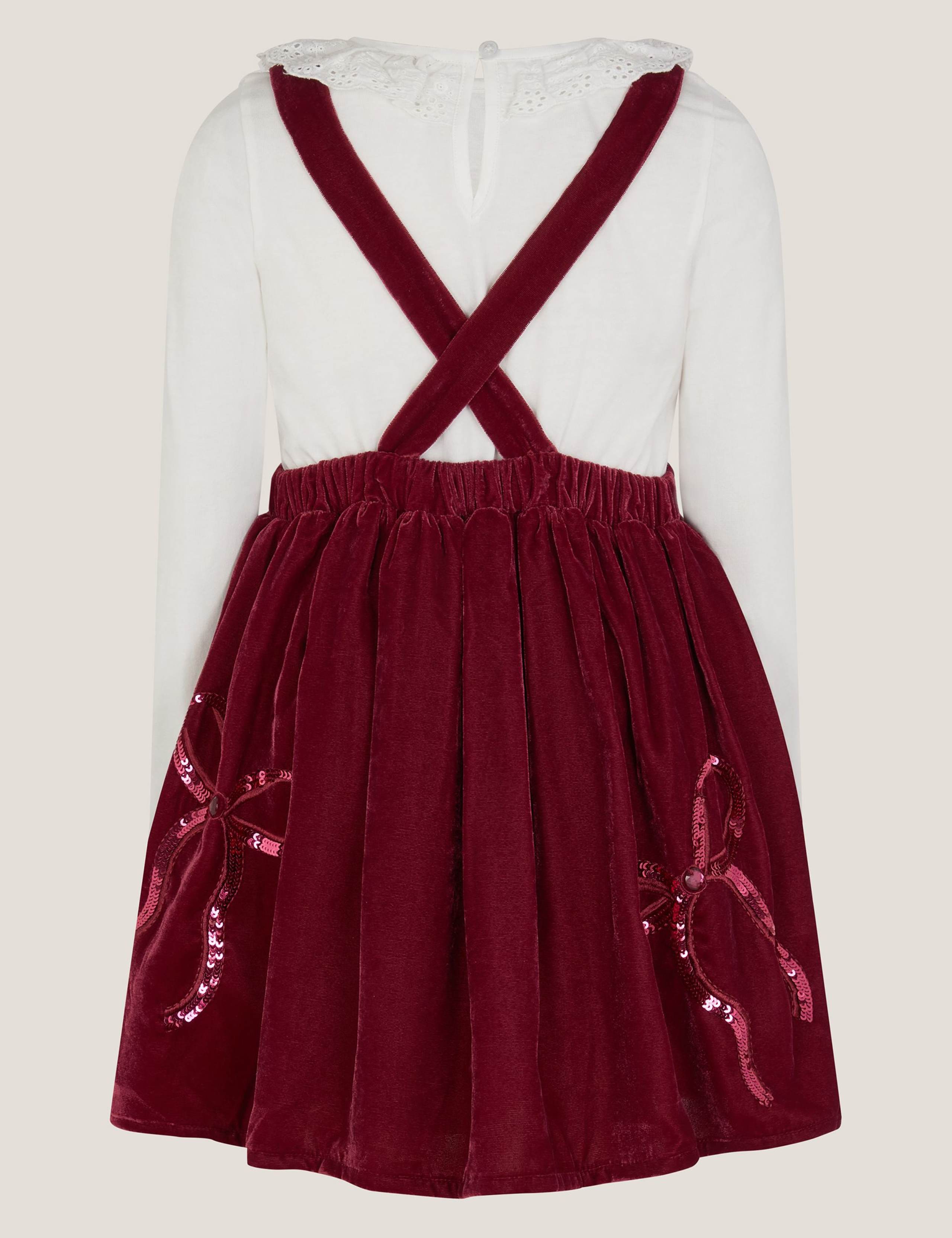 2pc Sequin Bow Pinafore Set (2-10 Yrs)