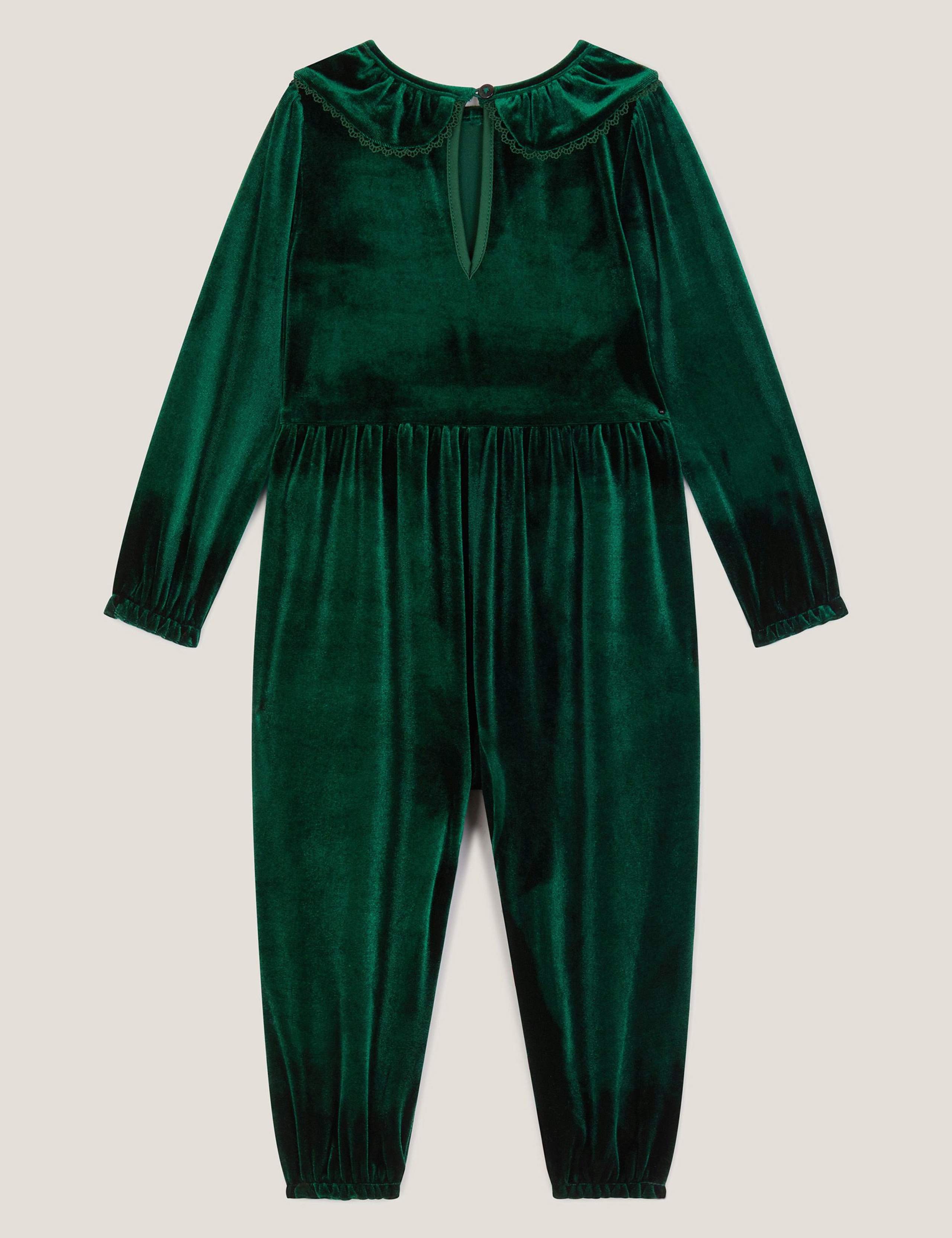 Velvet Peter Pan Collar Jumpsuit (0-24 Mths)
