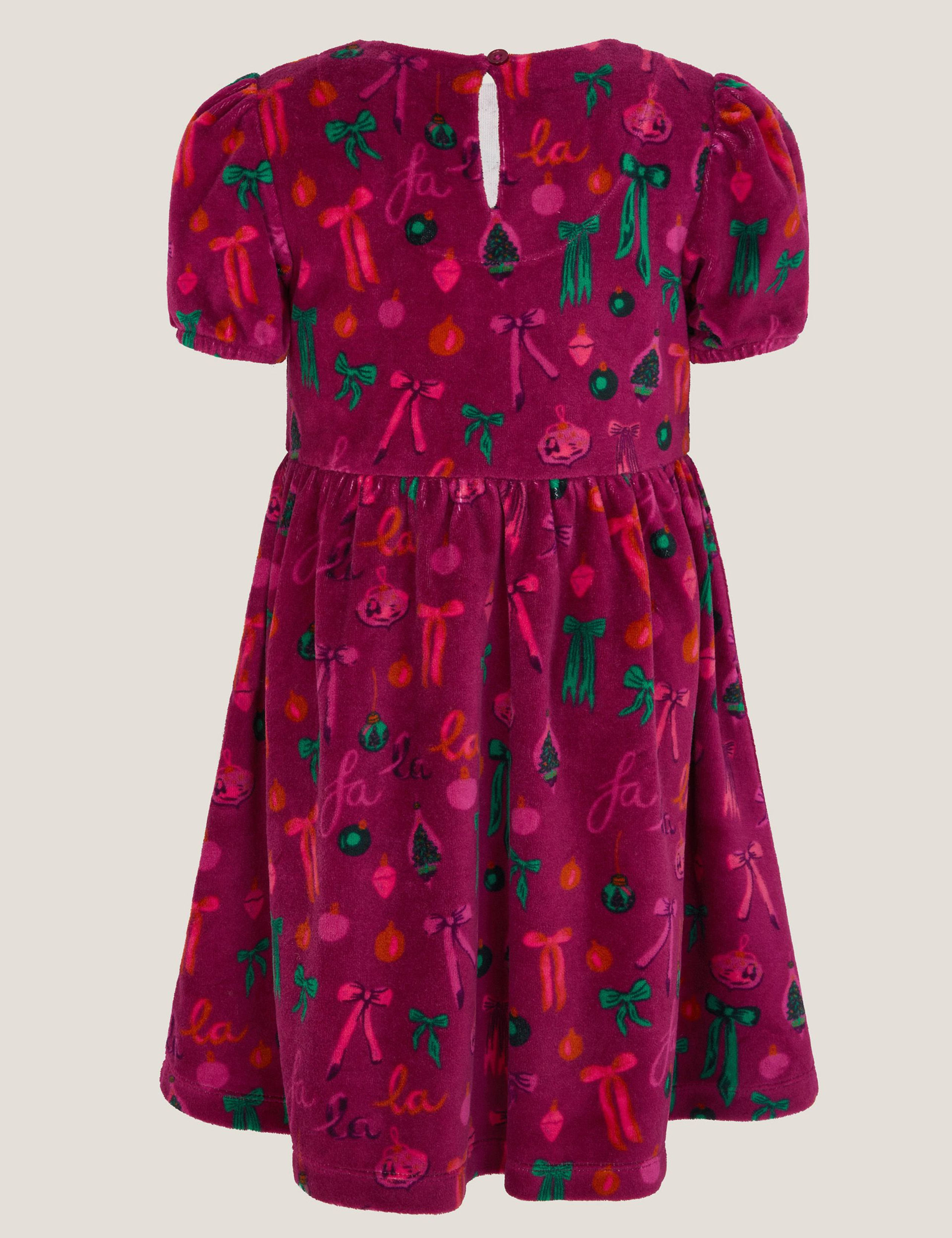 Velour Christmas Bow Dress (3-13 Yrs)