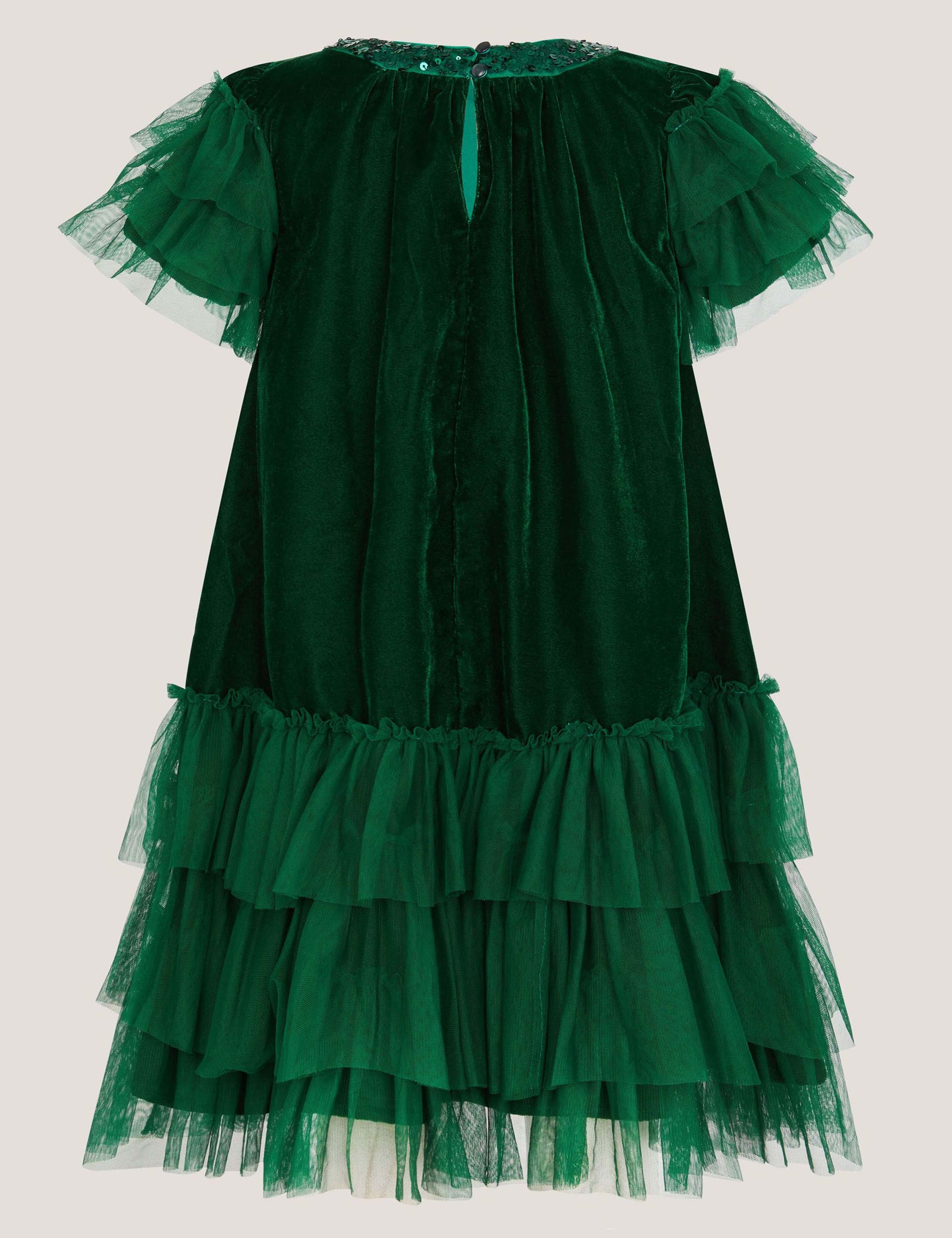 Velvet Sequin Ruffle Tiered Dress